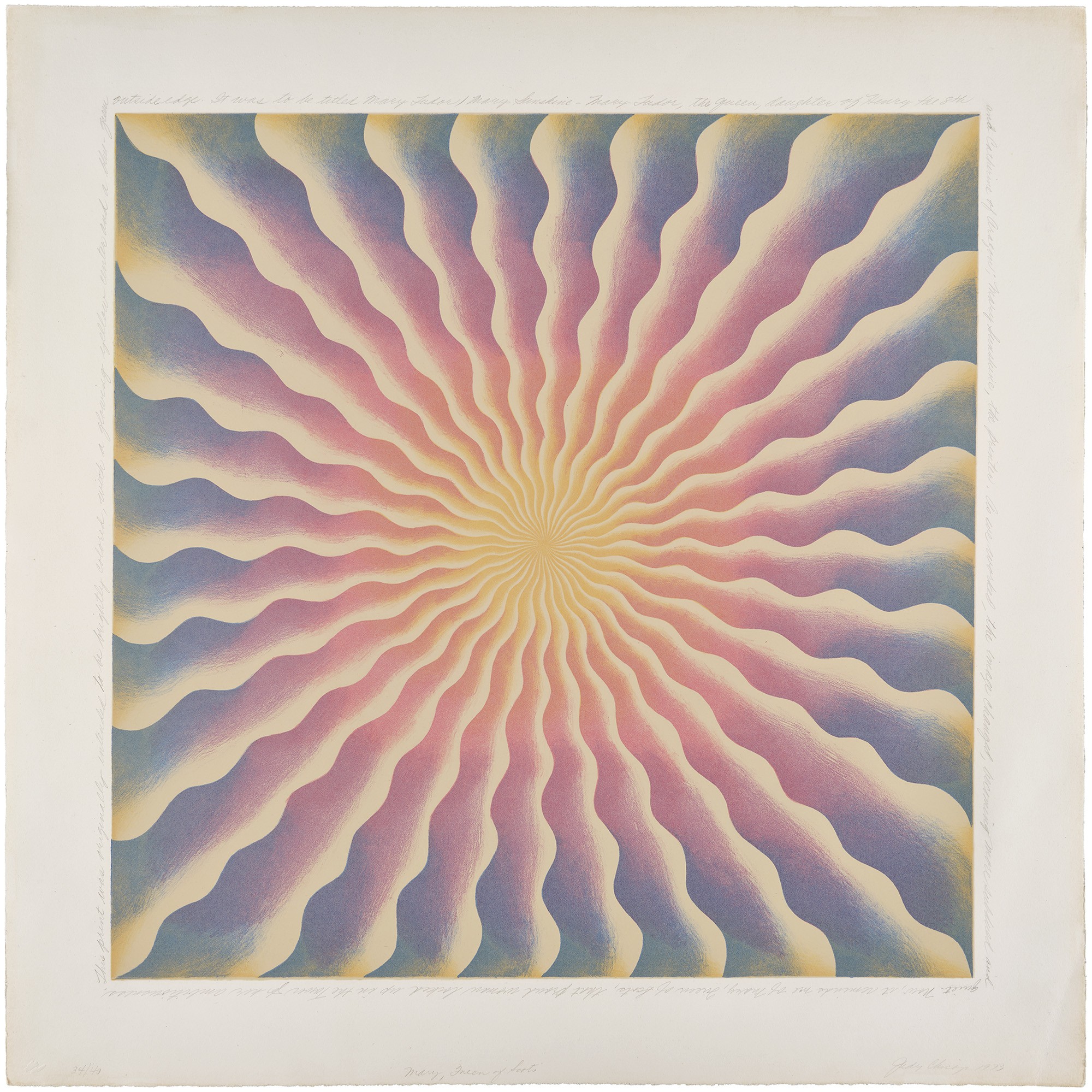 <p><strong>JUDY CHICAGO</strong> <em>Mary, Queen of Scots (C. p. 208),</em> 1973</p>
