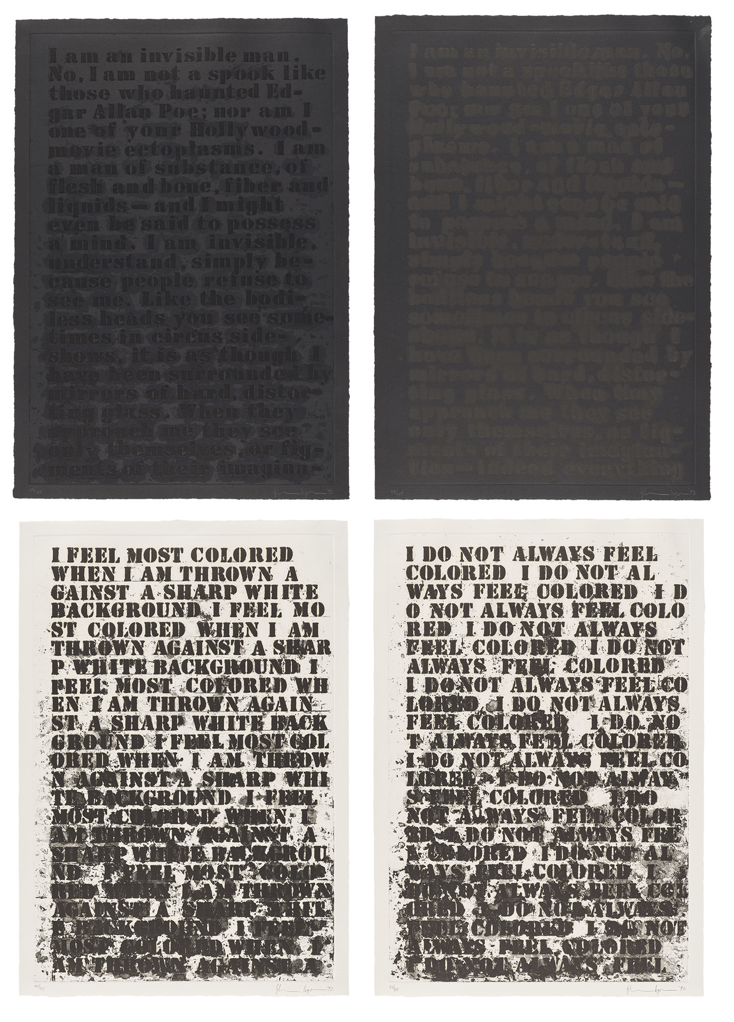 <p><strong>GLENN LIGON</strong> <em>Untitled (Four Etchings),</em> 1992</p>
