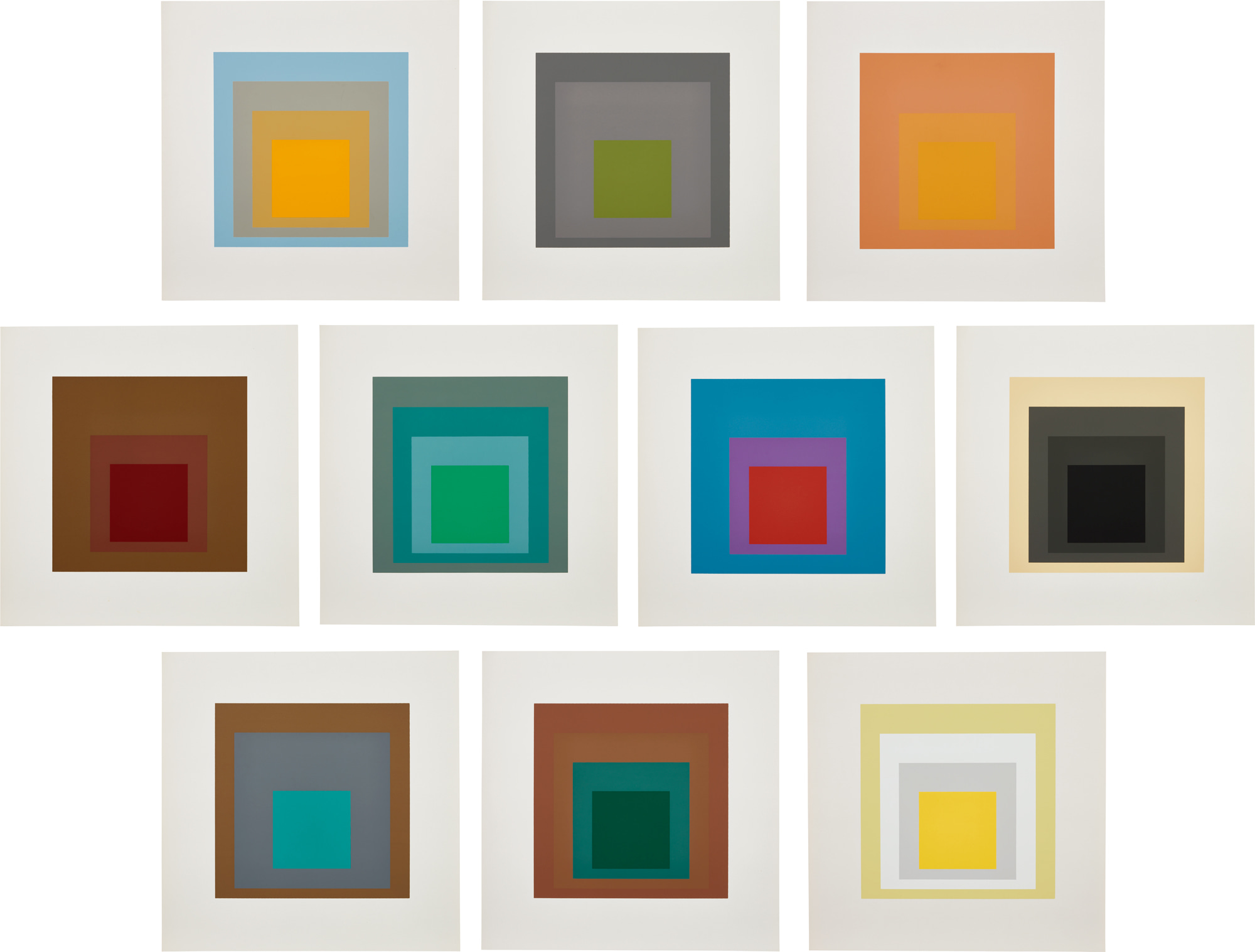 <p><strong>JOSEF ALBERS</strong> <em>Homage to the Square: Ten Works by Josef Albers</em>, 1962</p>
