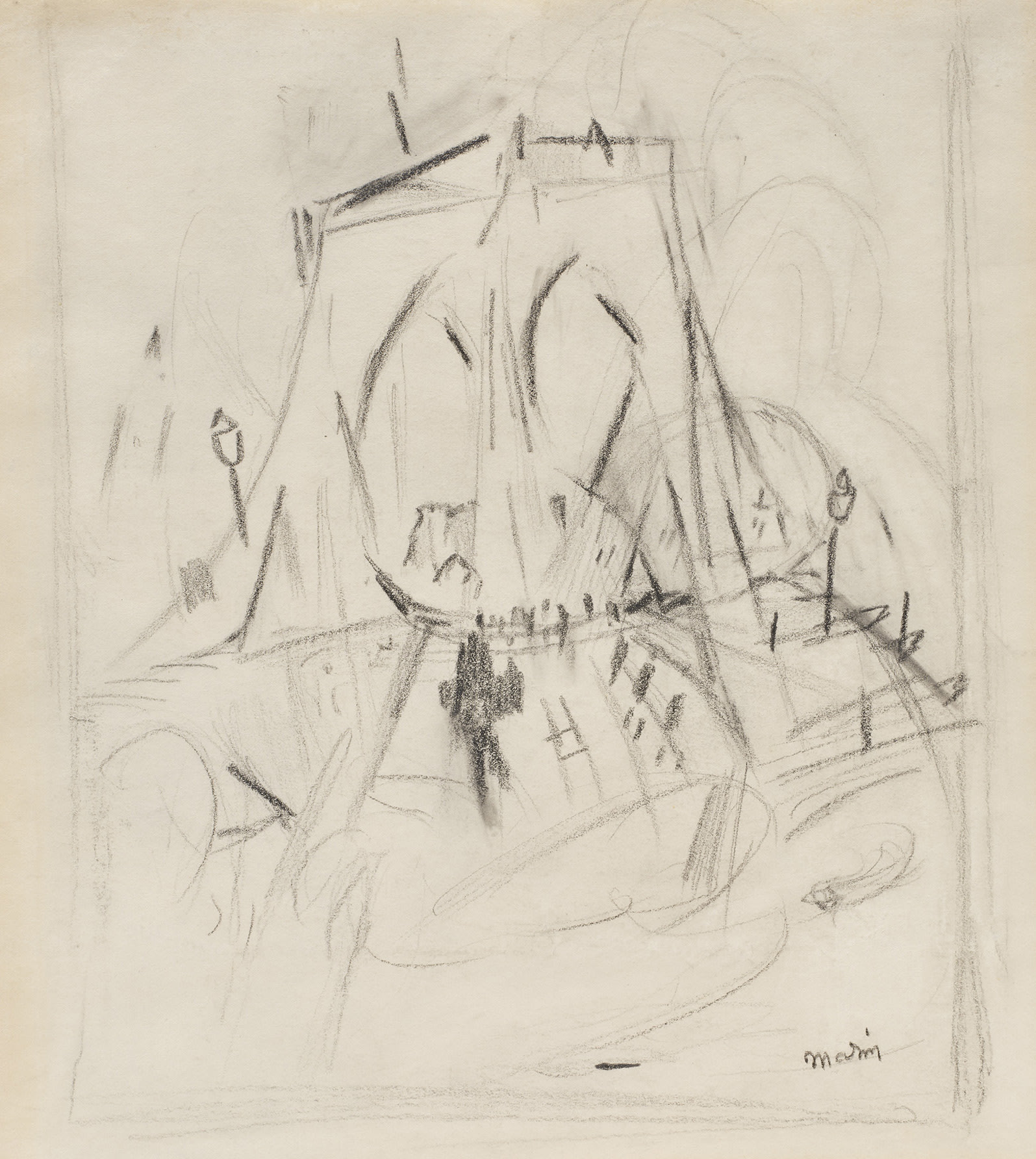 <p><strong>JOHN MARIN</strong> <em>Brooklyn Bridge, </em>circa 1913</p>
