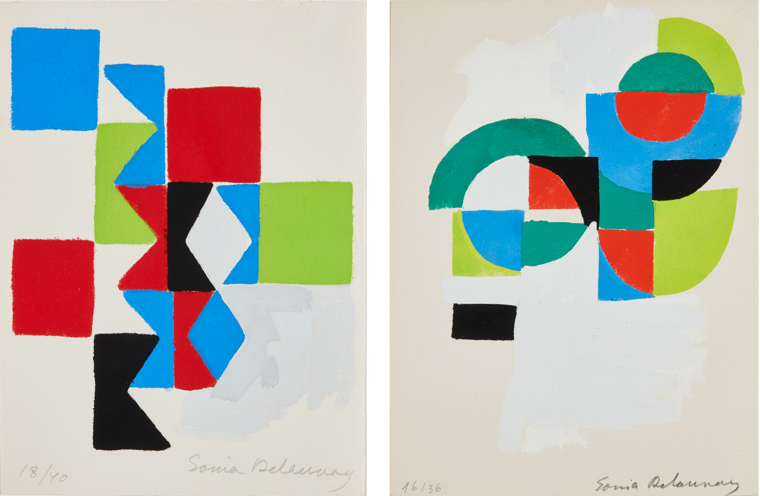 <p><strong>SONIA DELAUNAY</strong> <em>Les Hors-Textes de Morph&egrave;mes, num&eacute;ro du cahier 3 and 7 (The Outlines of Morphemes, notebooks 3 and 7),</em>&nbsp;1970</p>
