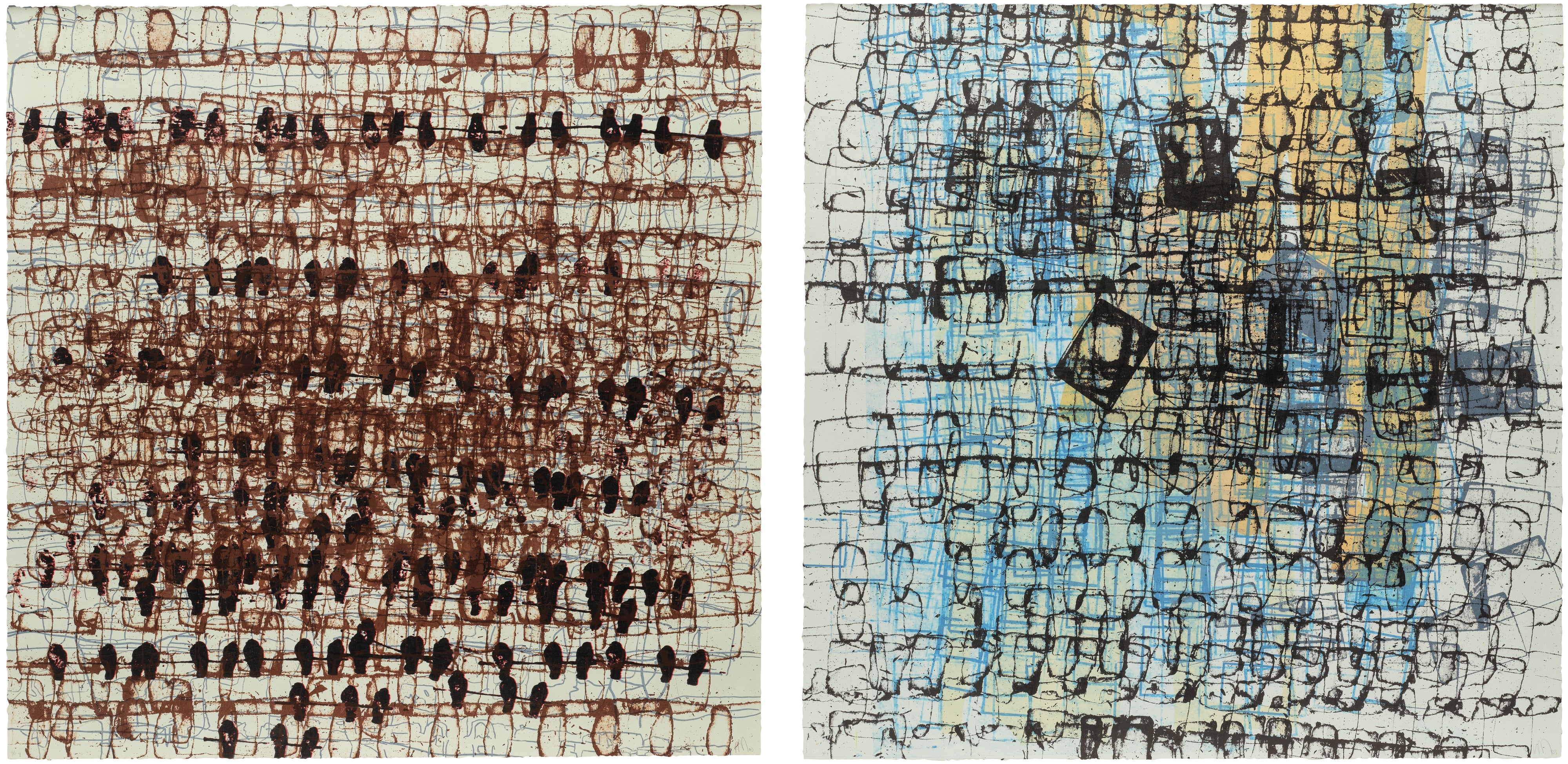 Mark Bradford, Untitled; and Untitled