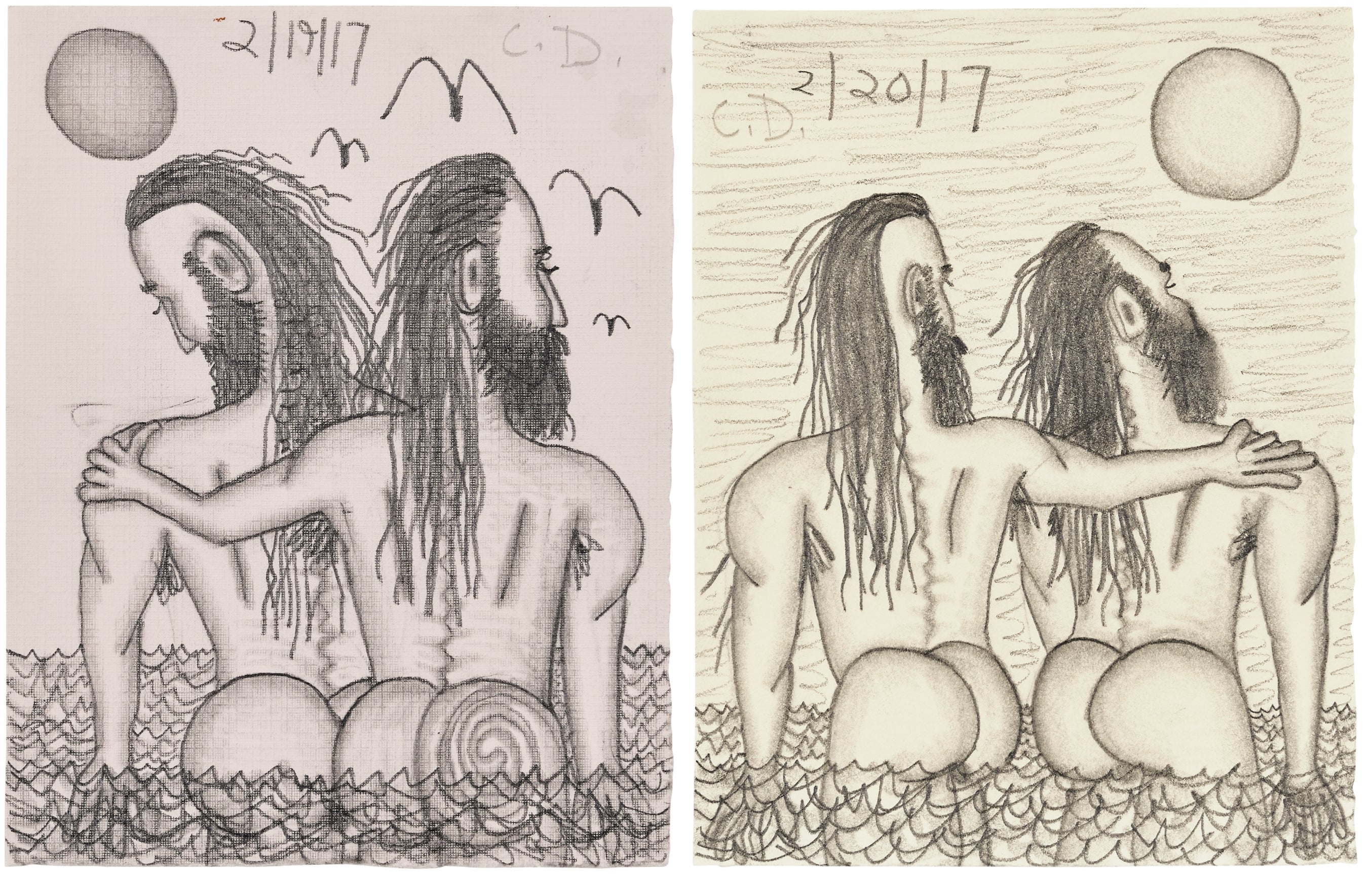 Carroll Dunham, Untitled; and Untitled