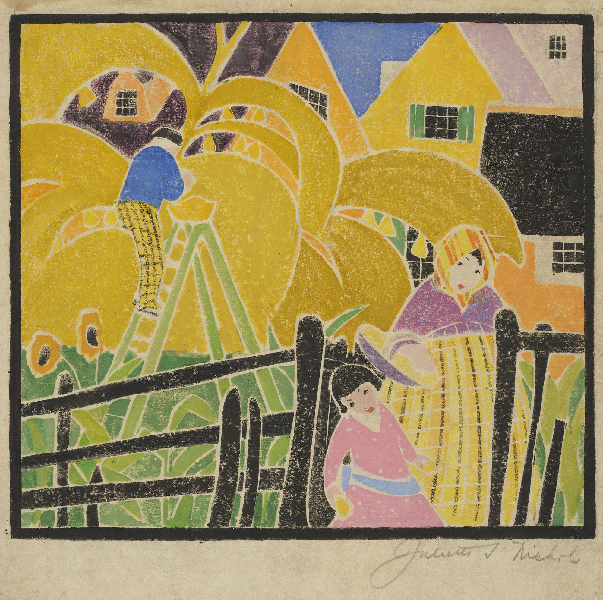 <p>JULIETTE NICHOLS <em>[Woman and Child at Garden Fence],</em> c. 1915</p>
