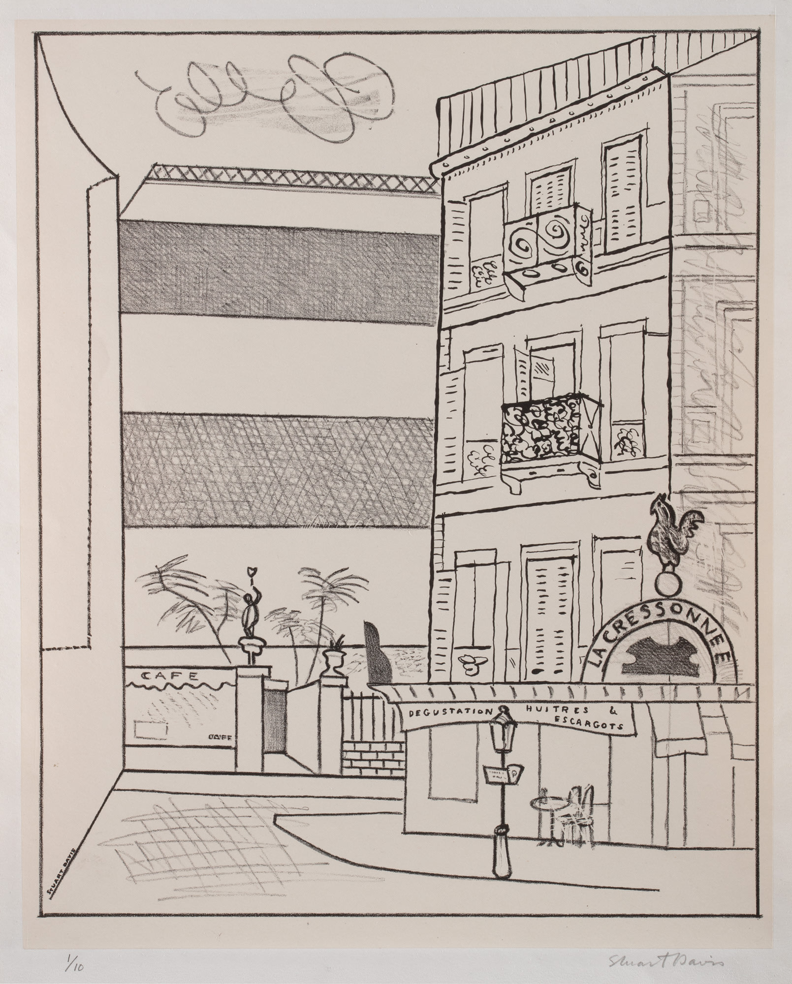 <p><strong>STUART DAVIS</strong> <em>Place Pasdeloup #1,</em> 1929</p>