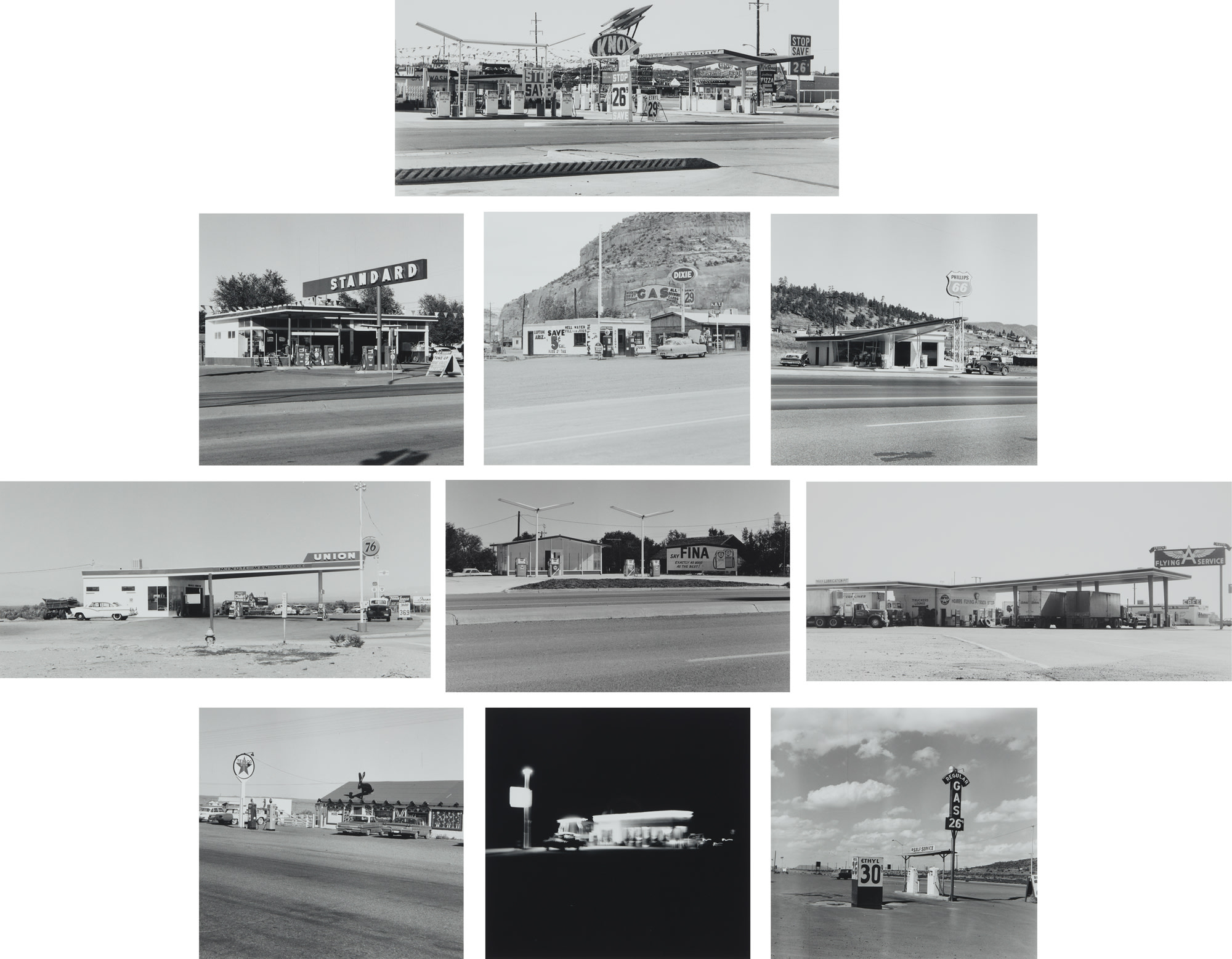 <p><strong>ED RUSCHA</strong> <em>Gasoline Stations</em>, 1962 (Ten prints)</p>