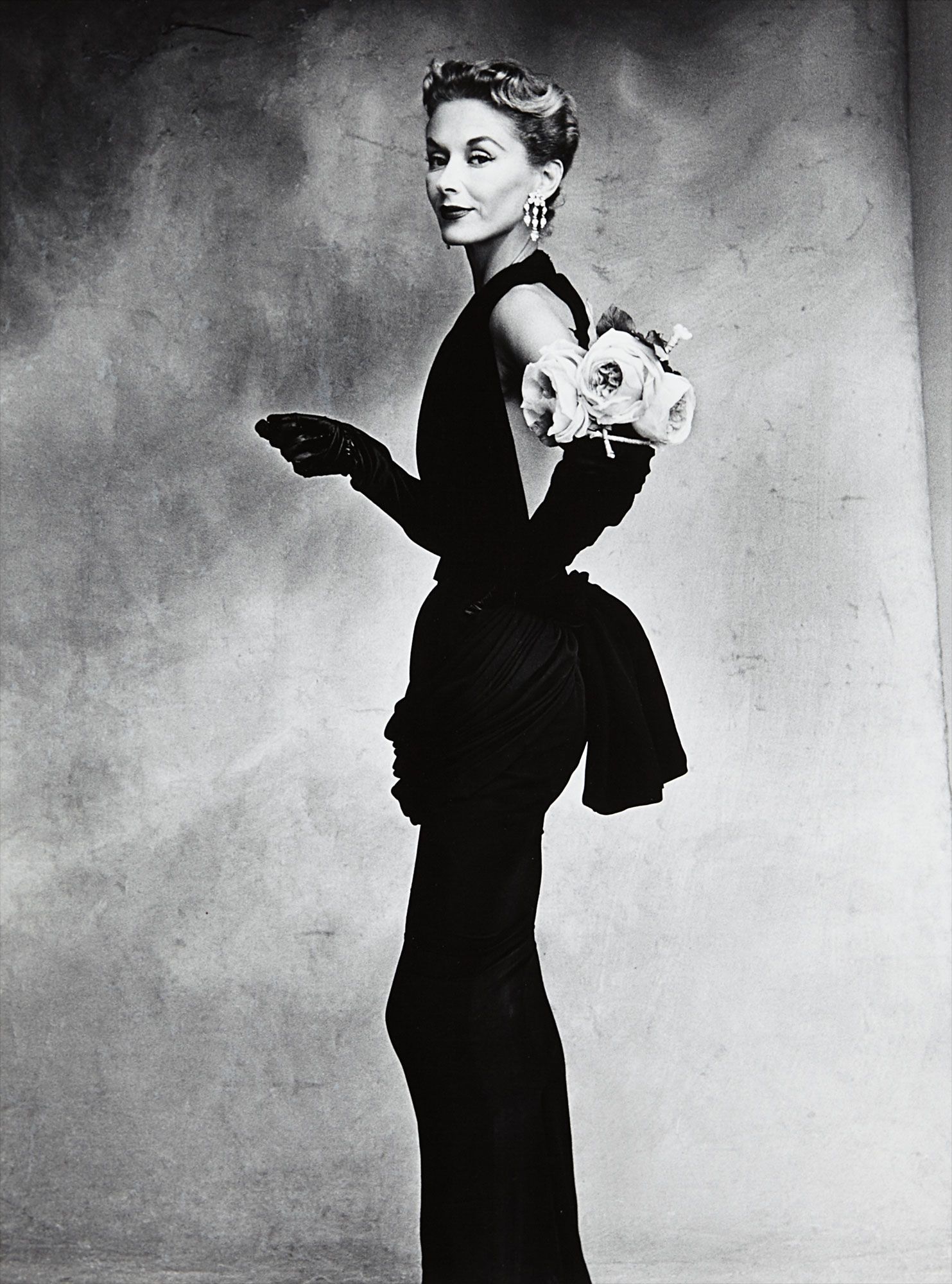 <b>IRVING PENN</b> <i>Woman with Roses (Lisa Fonssagrives-Penn), Paris,</i> 1950