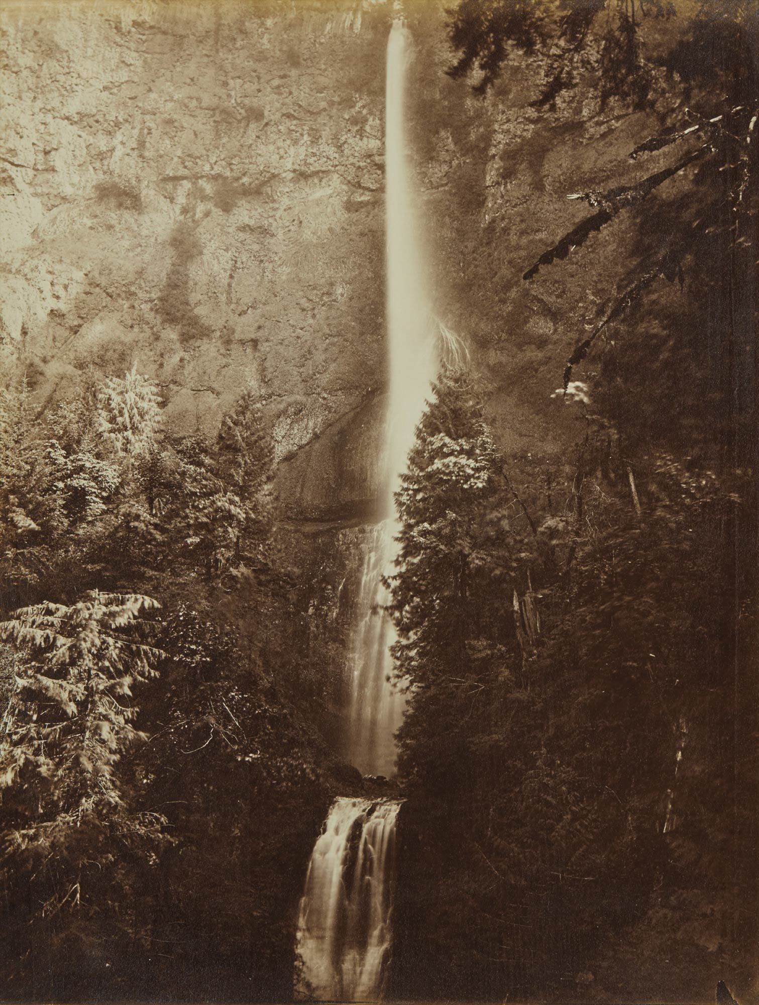 <b>CARLETON WATKINS</b> <i>Multnomah Falls Cascade, Columbia River</i>, 1867