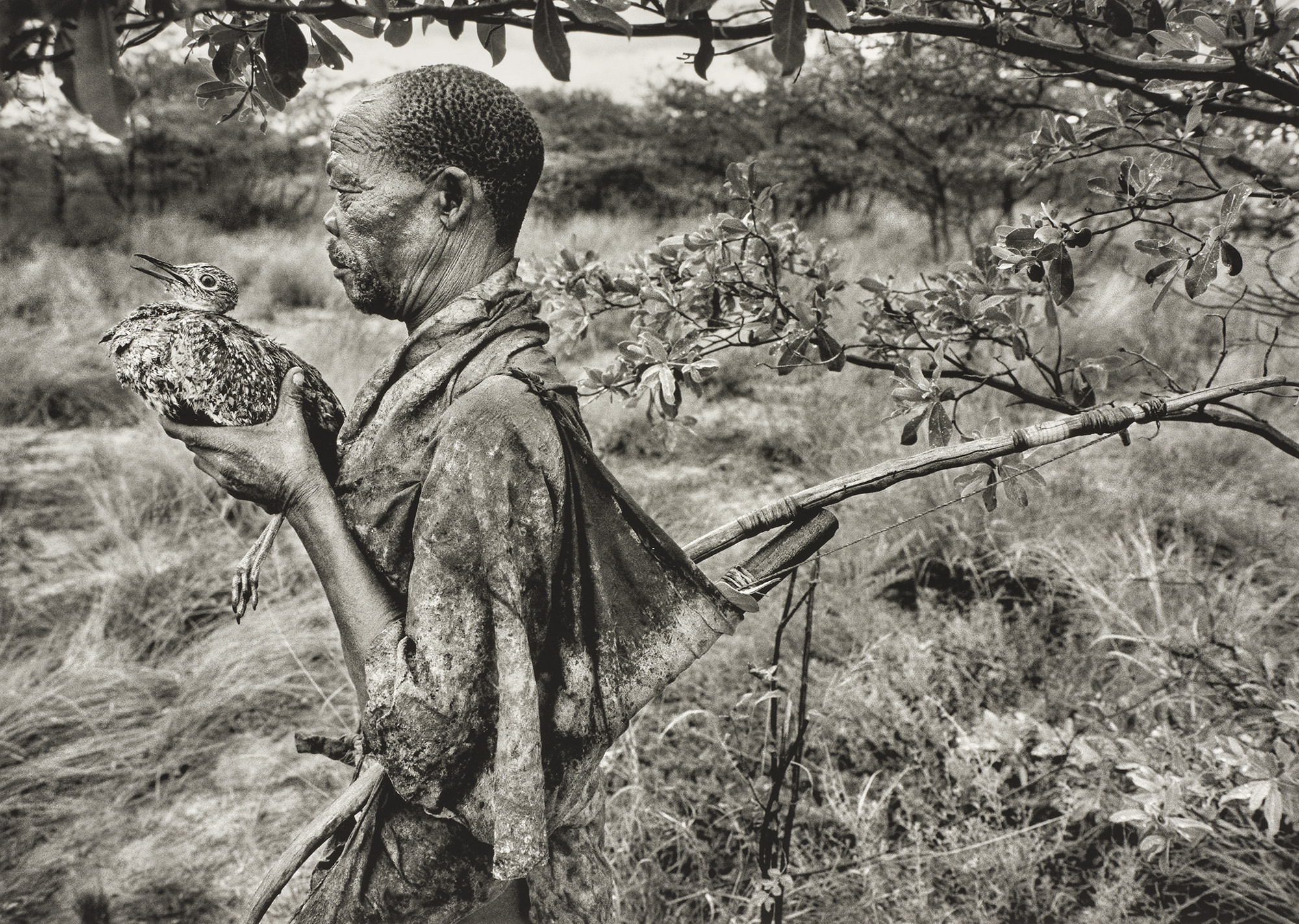 <p><strong>SEBASTI&Atilde;O SALGADO</strong> <em>Bushman, Botswana (holding bird),</em> 2008</p>
