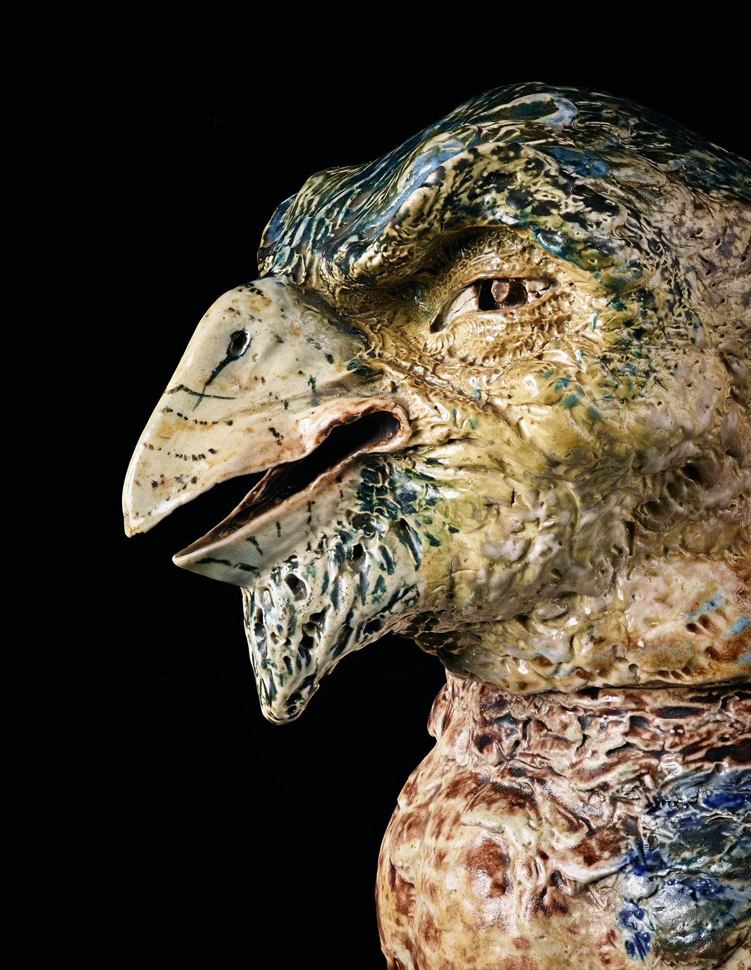 <b>R. W. MARTIN & BROTHERS</b> <i>Benjamin Disraeli characterized as a fantastical bird jar and cover, </i>1889