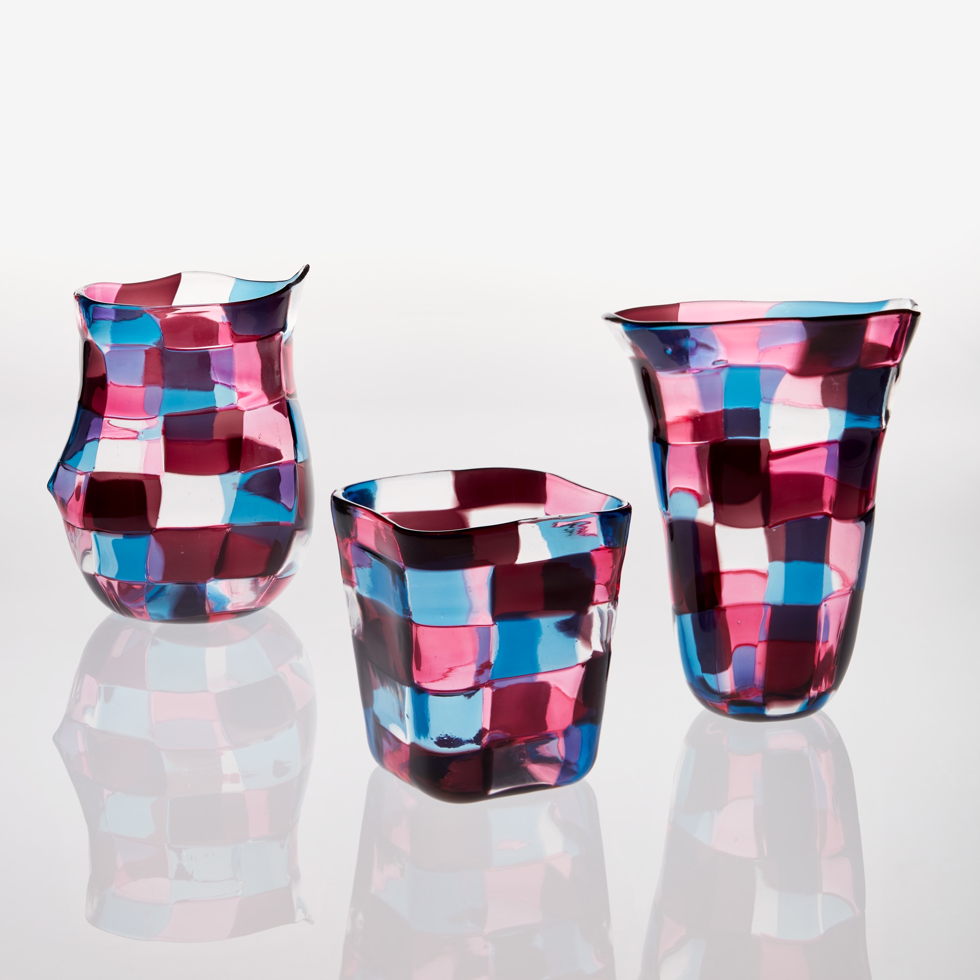 <p><strong>FULVIO BIANCONI</strong> <em>Three "Pezzato" vases</em>, circa 1951</p>