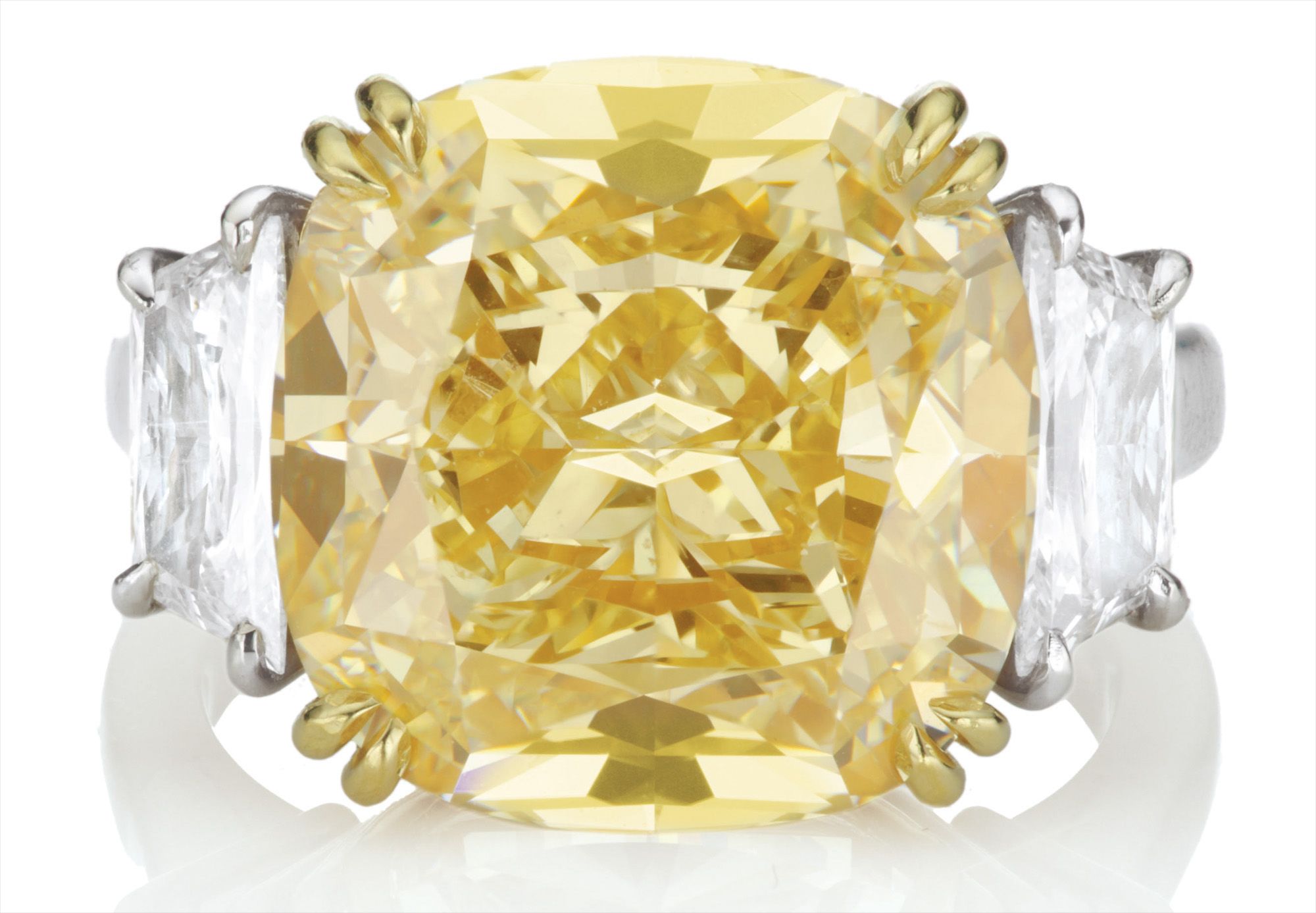 <i>An Important Fancy Yellow Diamond and Diamond Ring </i>