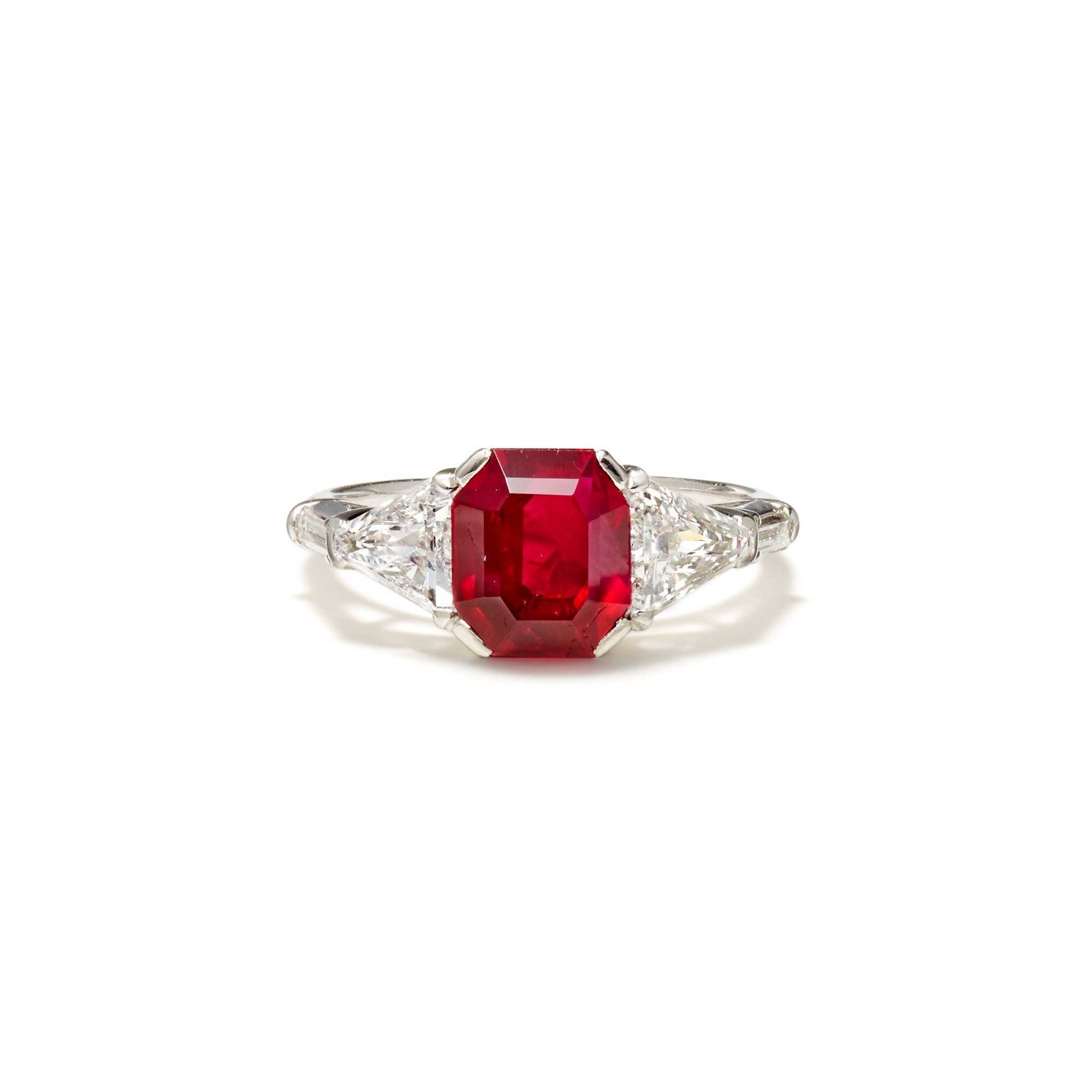 A Ruby, Diamond and Platinum Ring