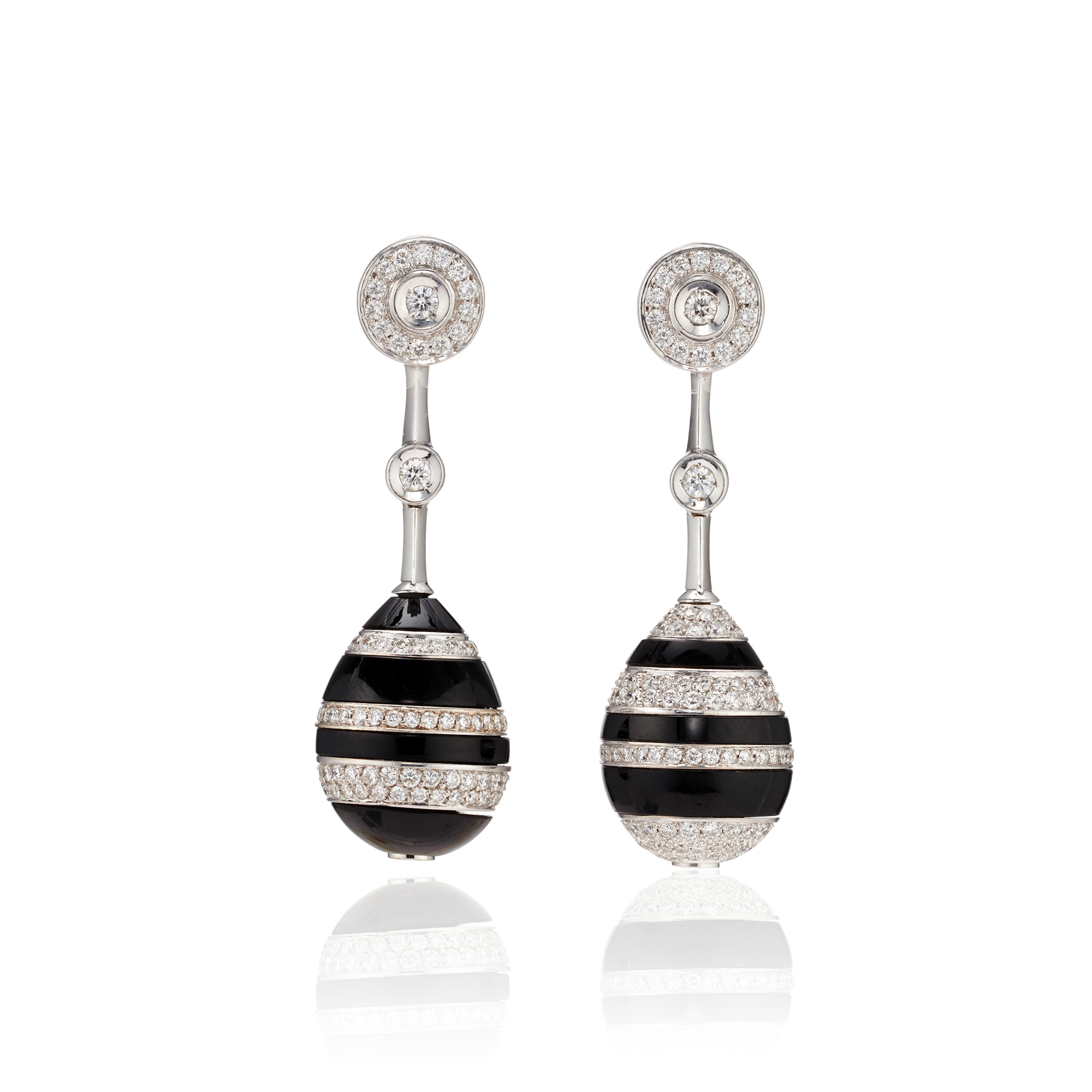 <p><strong>CHANEL.</strong>&nbsp;A Pair of Diamond and Onyx Earrings</p>
