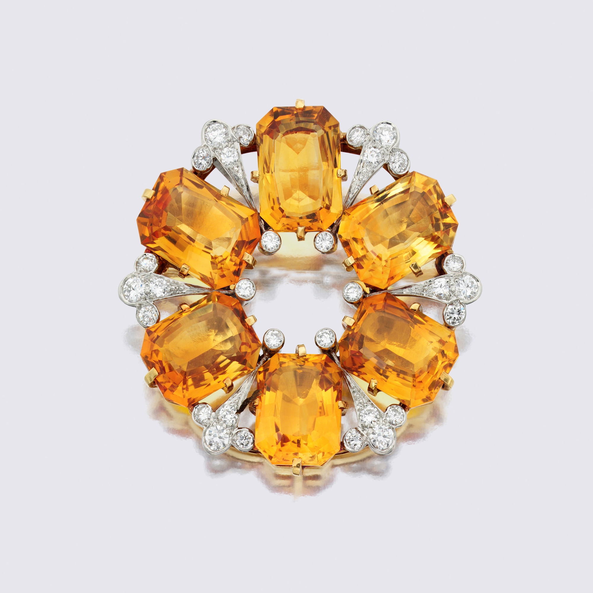 <p><strong>TIFFANY & CO.</strong> <em>Citrine and Diamond Brooch</em></p>