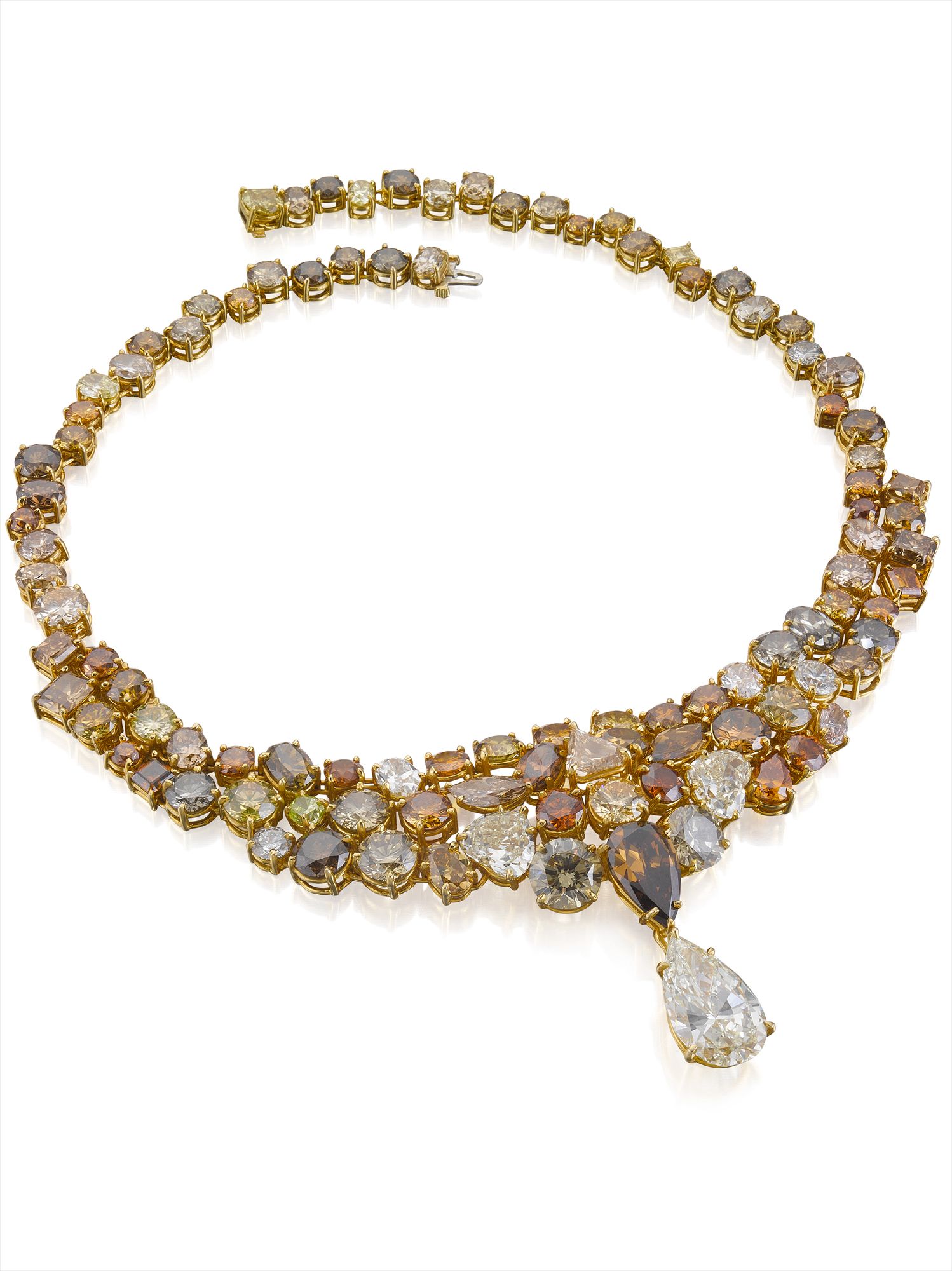 A Rare Natural Fancy Colored Diamond Necklace