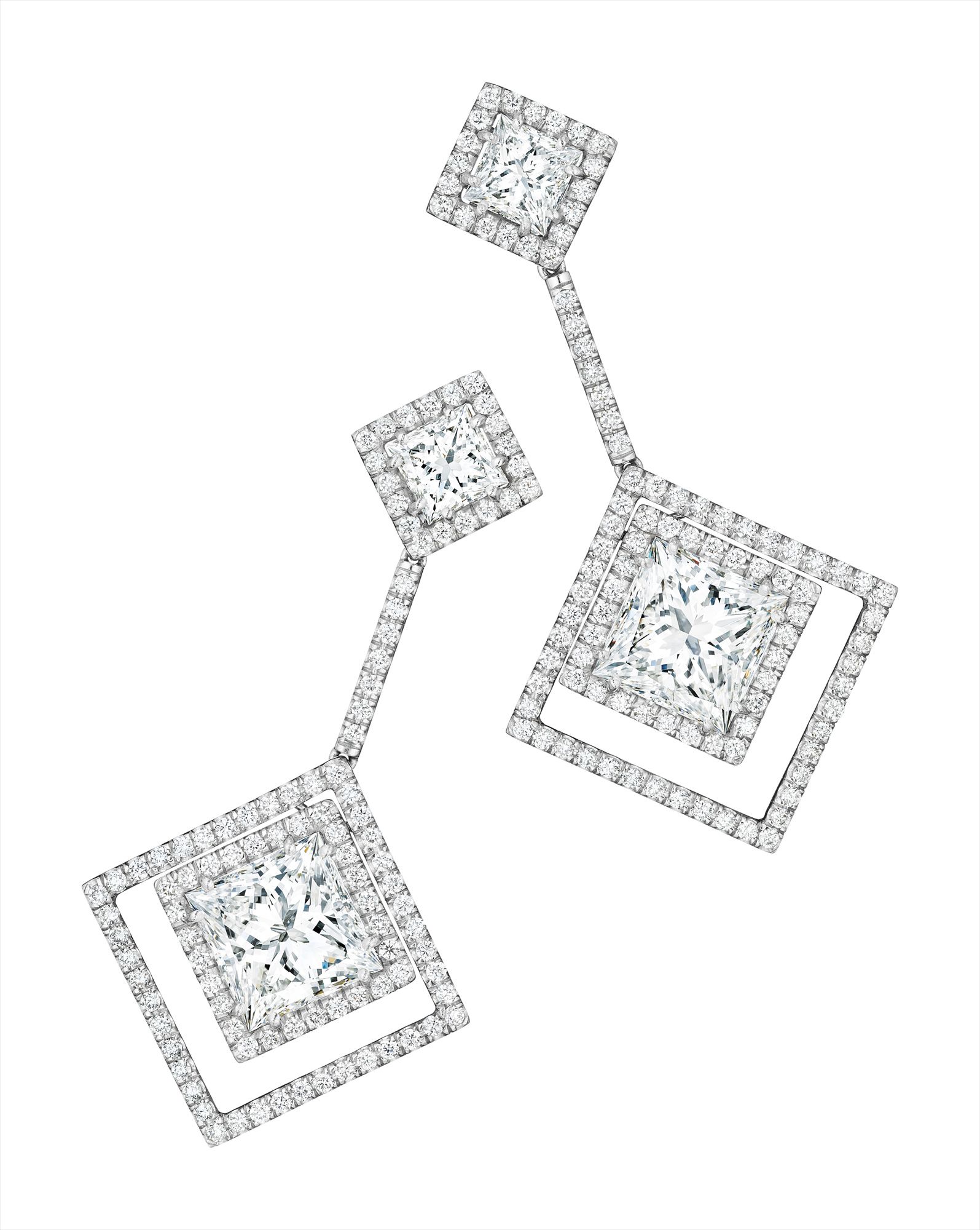 An Elegant Pair of Diamond Ear Pendants