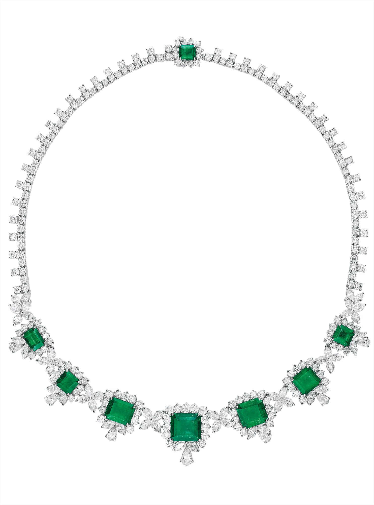 An Important Emerald and Diamond Necklace