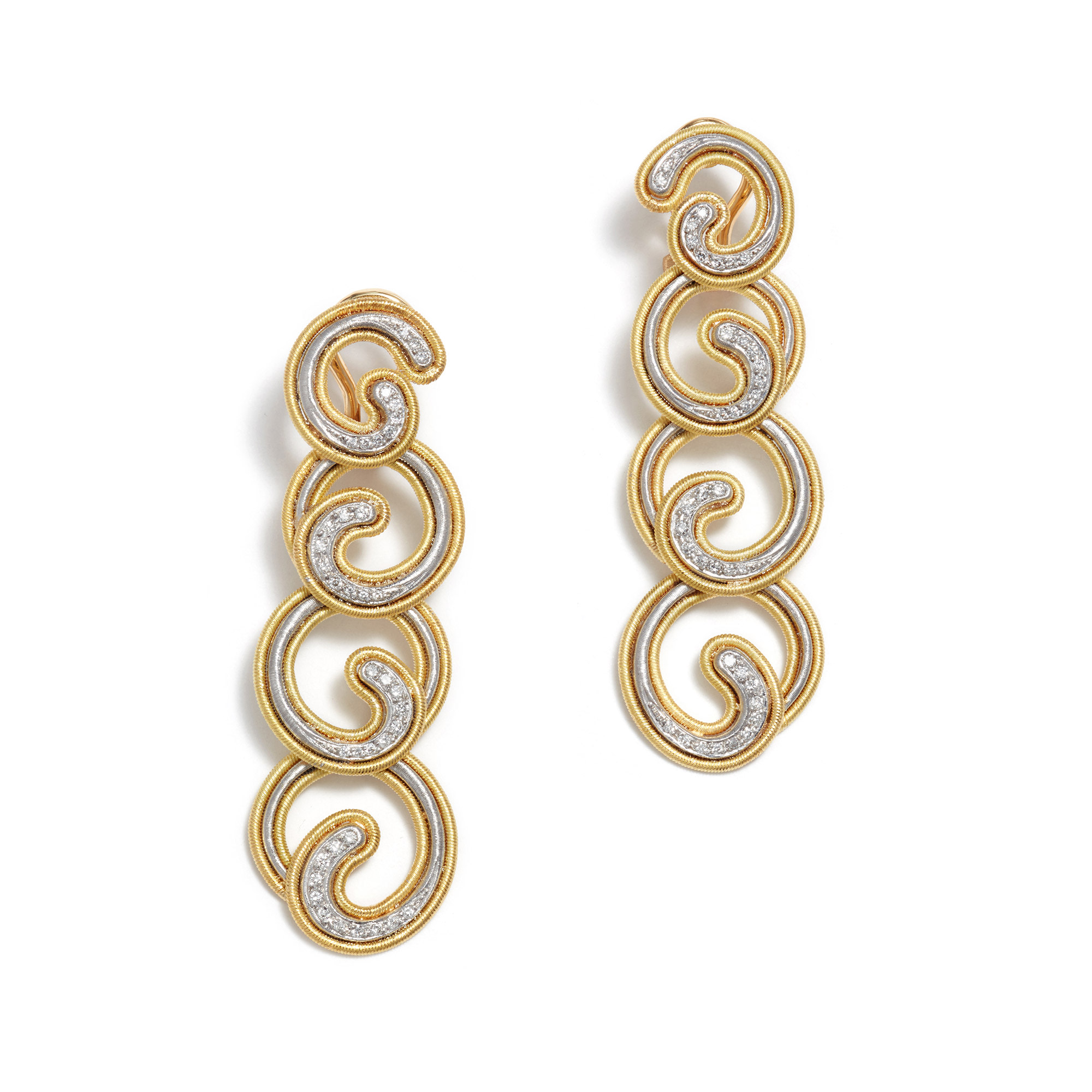A Pair of Gold and Diamond 'Oro Collection' Earrings, Buccellati