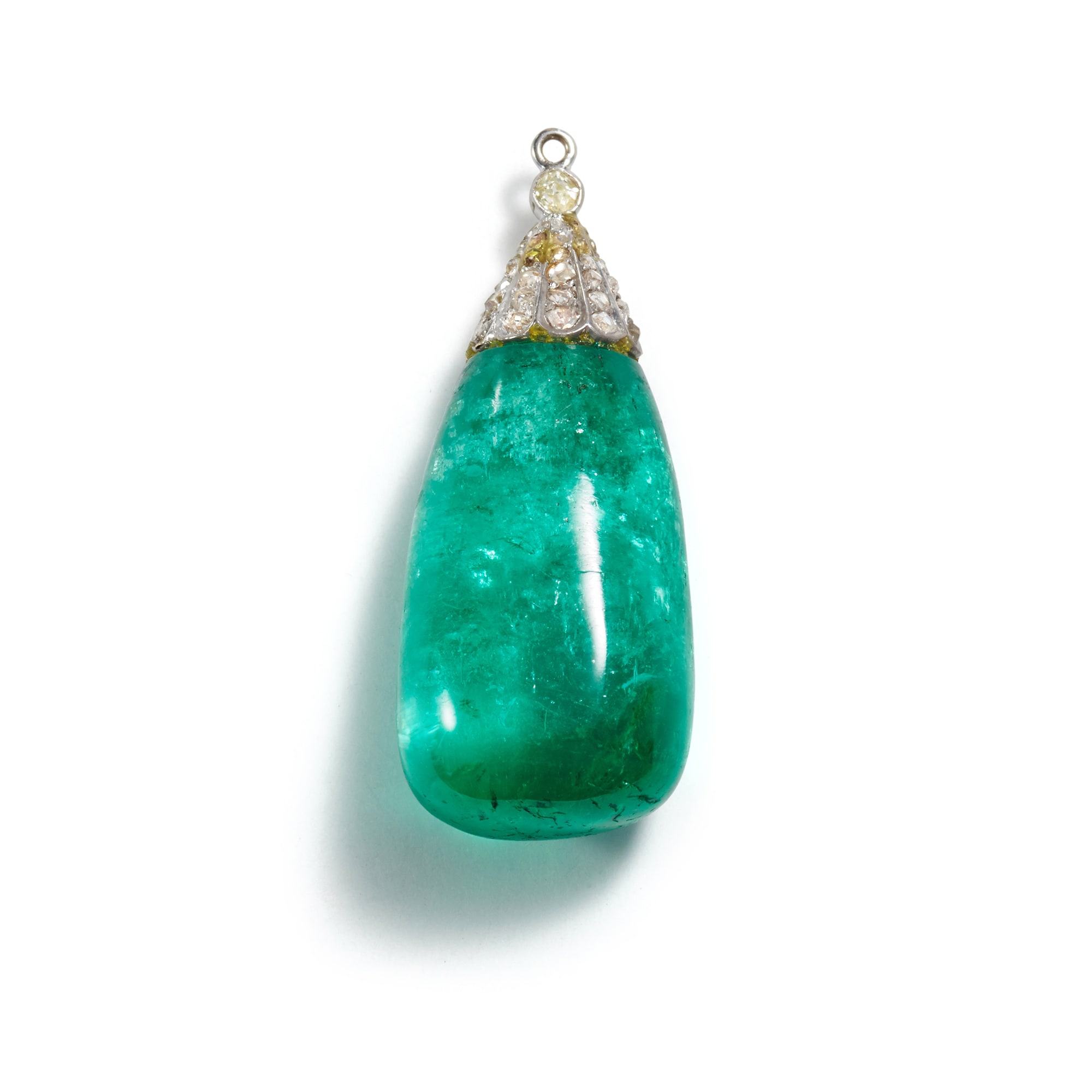 An Emerald and Diamond Pendant