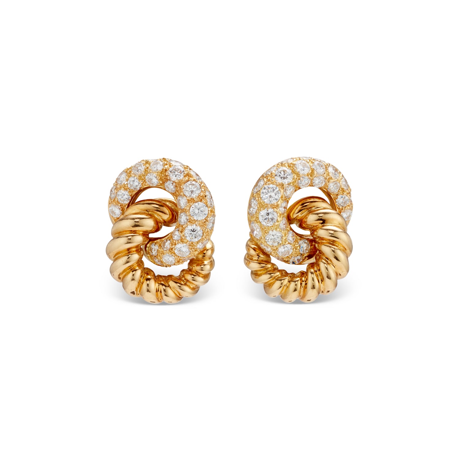 <p><strong>VERDURA.</strong> A Pair of Diamond and Gold Earrings</p>