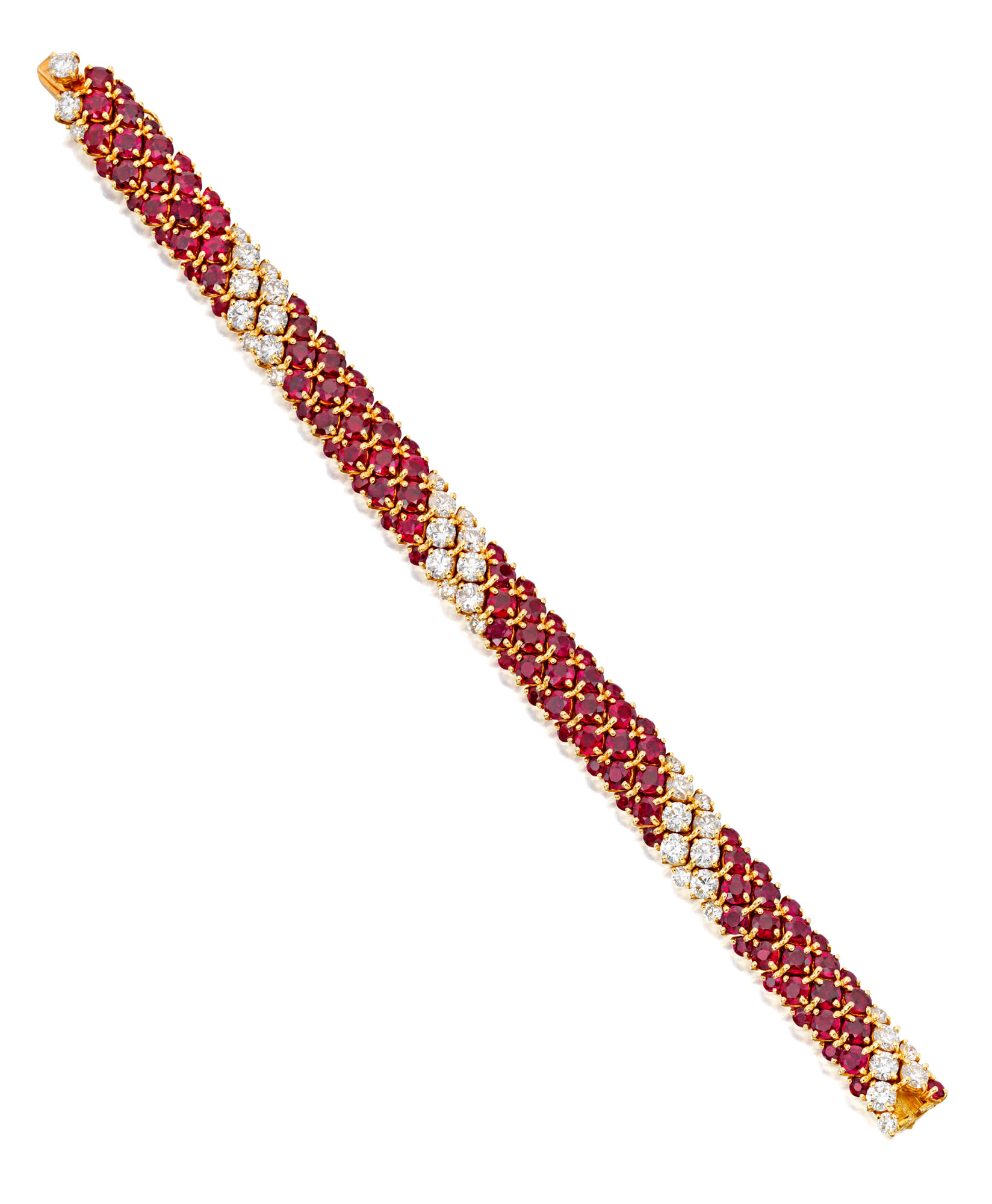 <p><strong>VAN CLEEF & ARPELS</strong> A Ruby, Diamond and Gold 'Pelouse' Bracelet</p>