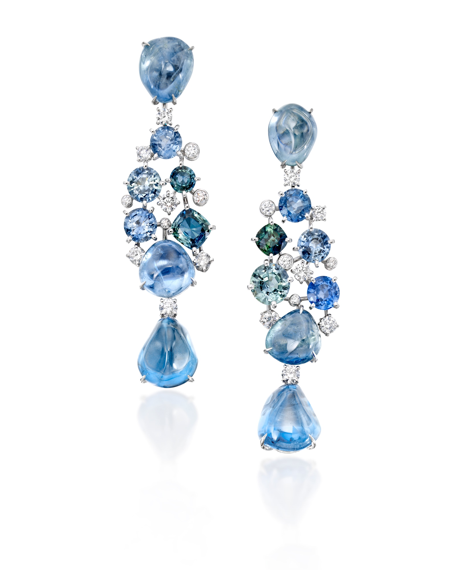 <p><strong>CARTIER </strong>A Pair of Sapphire, Diamond and Platinum Earrings</p>