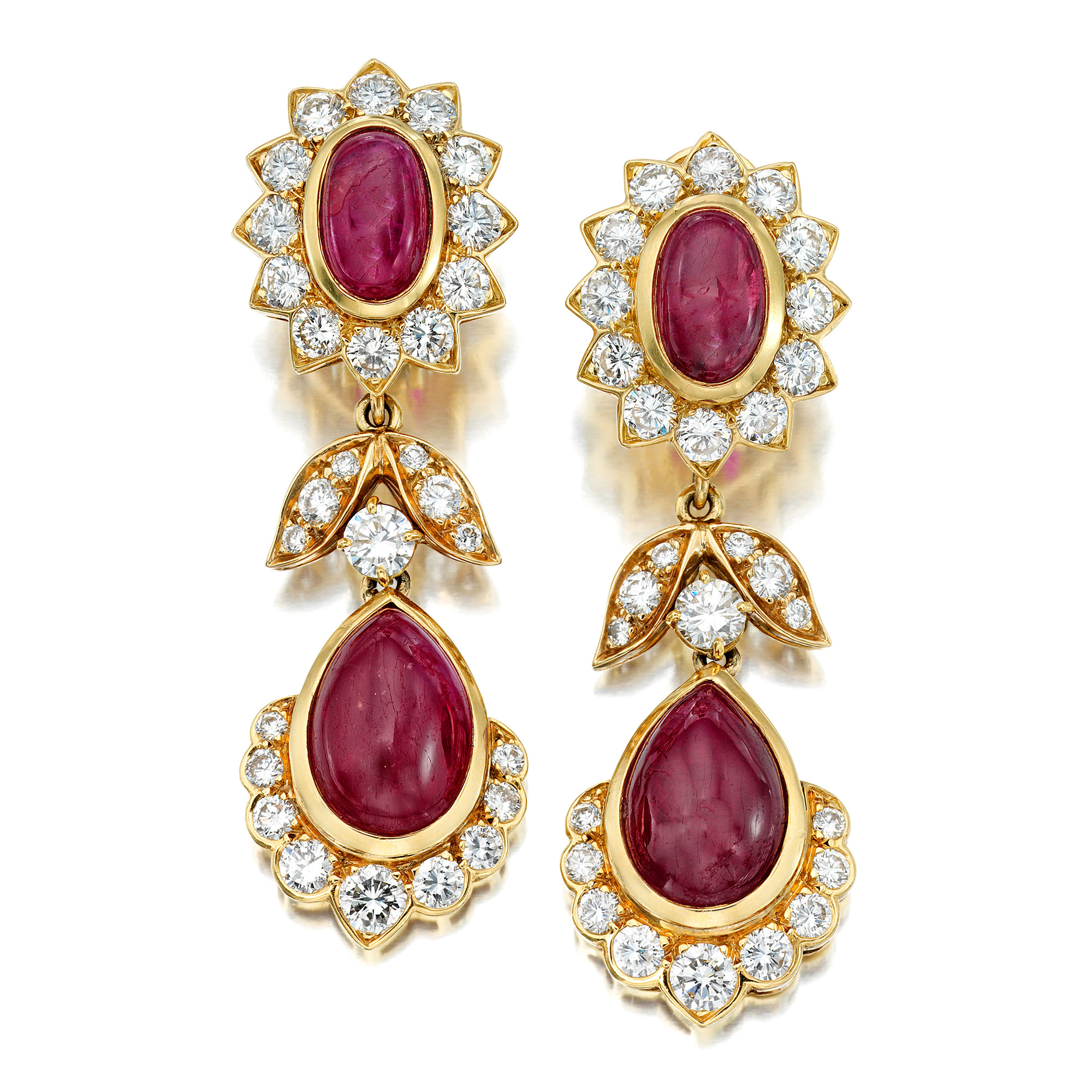 <p><strong>Van Cleef & Arpels.</strong> A Pair of Ruby, Diamond, and Gold Earrings</p>