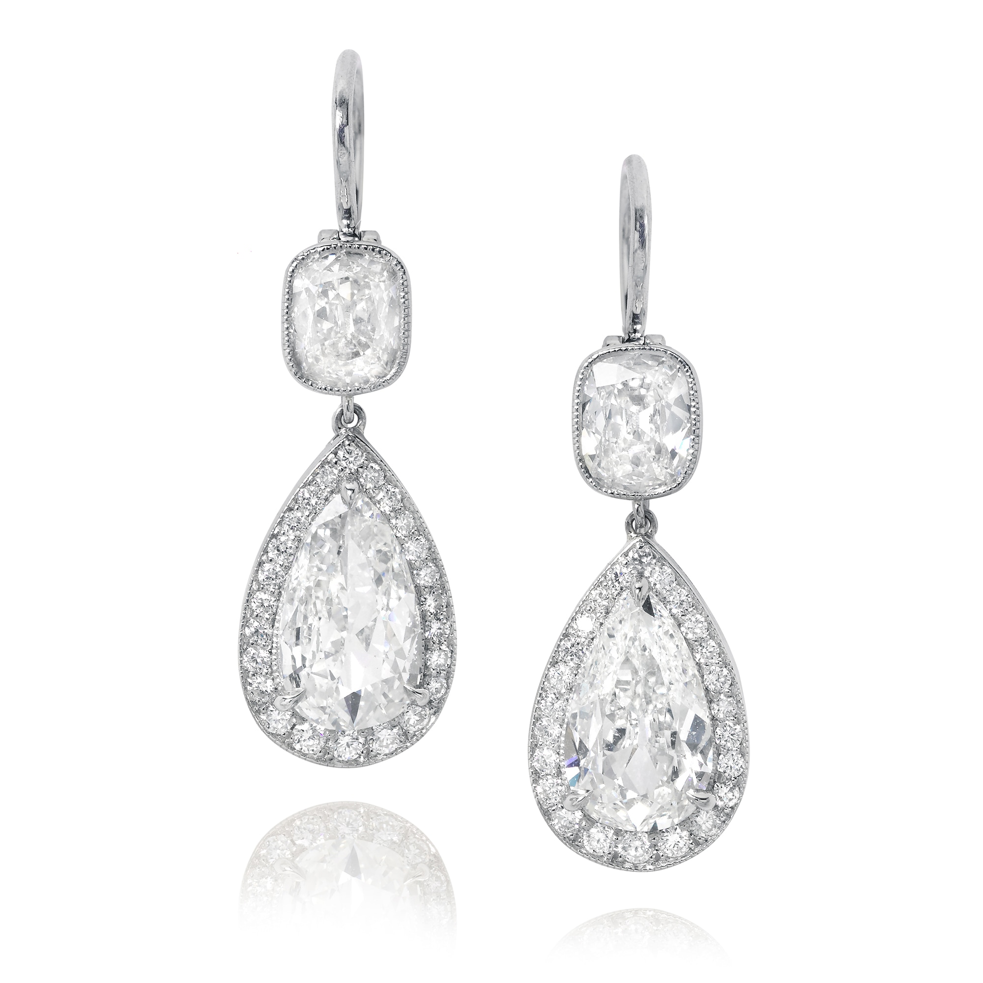 <p>A Pair of Diamond and Platinum Earrings</p>