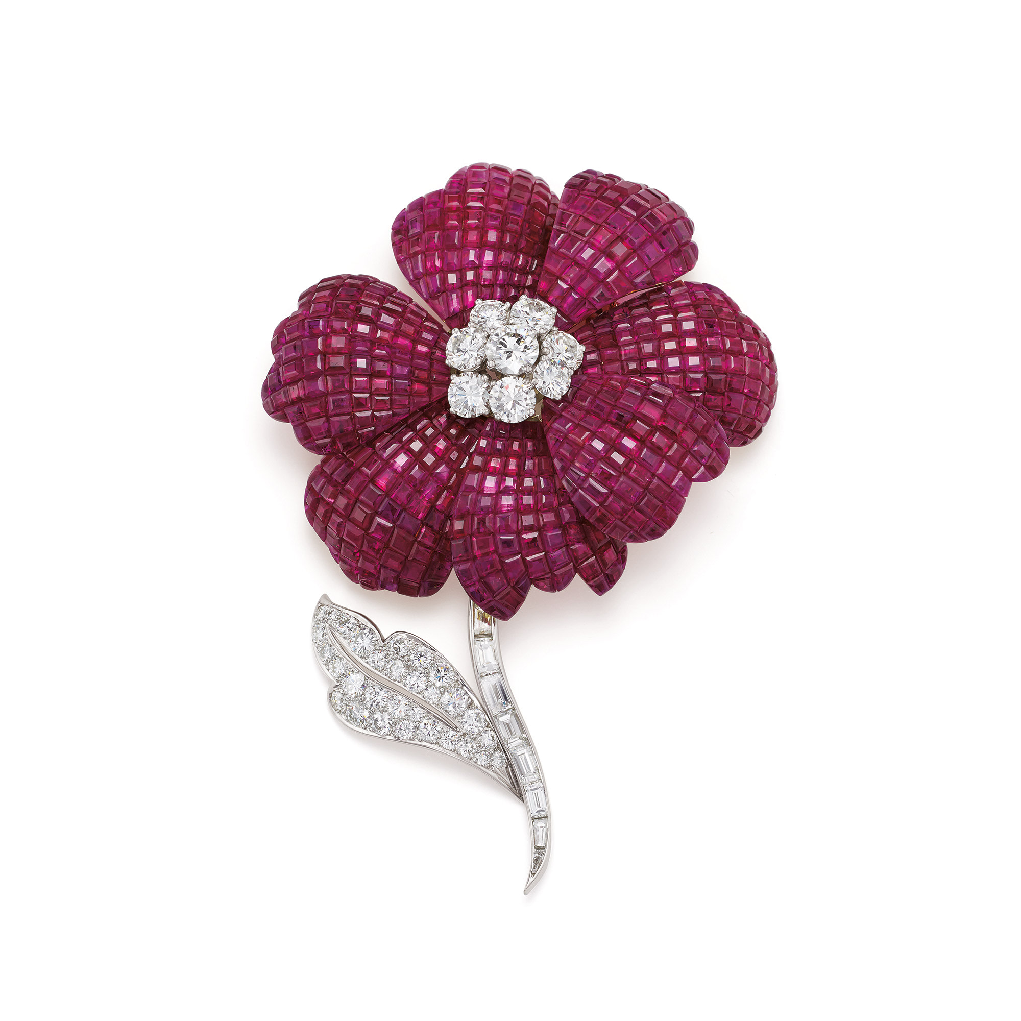 <b>ALETTO BROTHERS.</b> A Ruby, Diamond, Platinum and Gold Brooch
