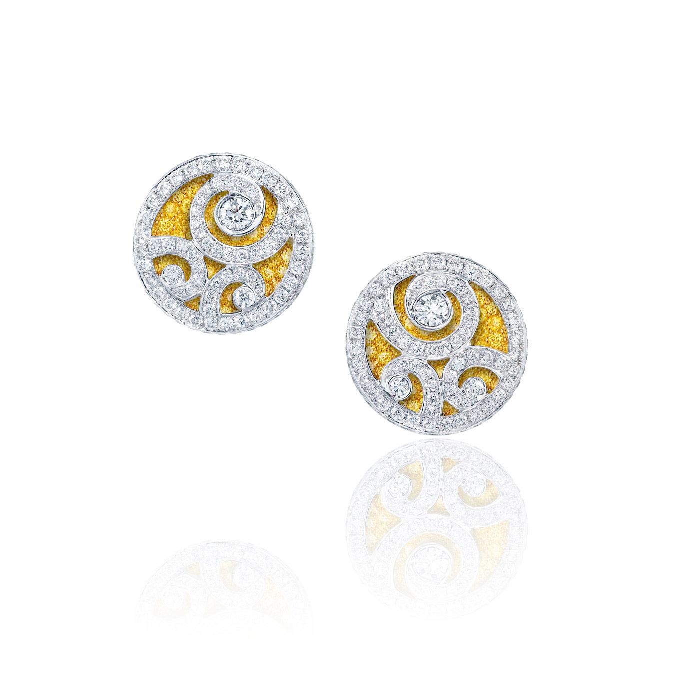 <p><strong>GRAFF</strong> A Pair of Diamond, Colored Diamond and Gold 'Diamond on Diamond' Earrings</p>