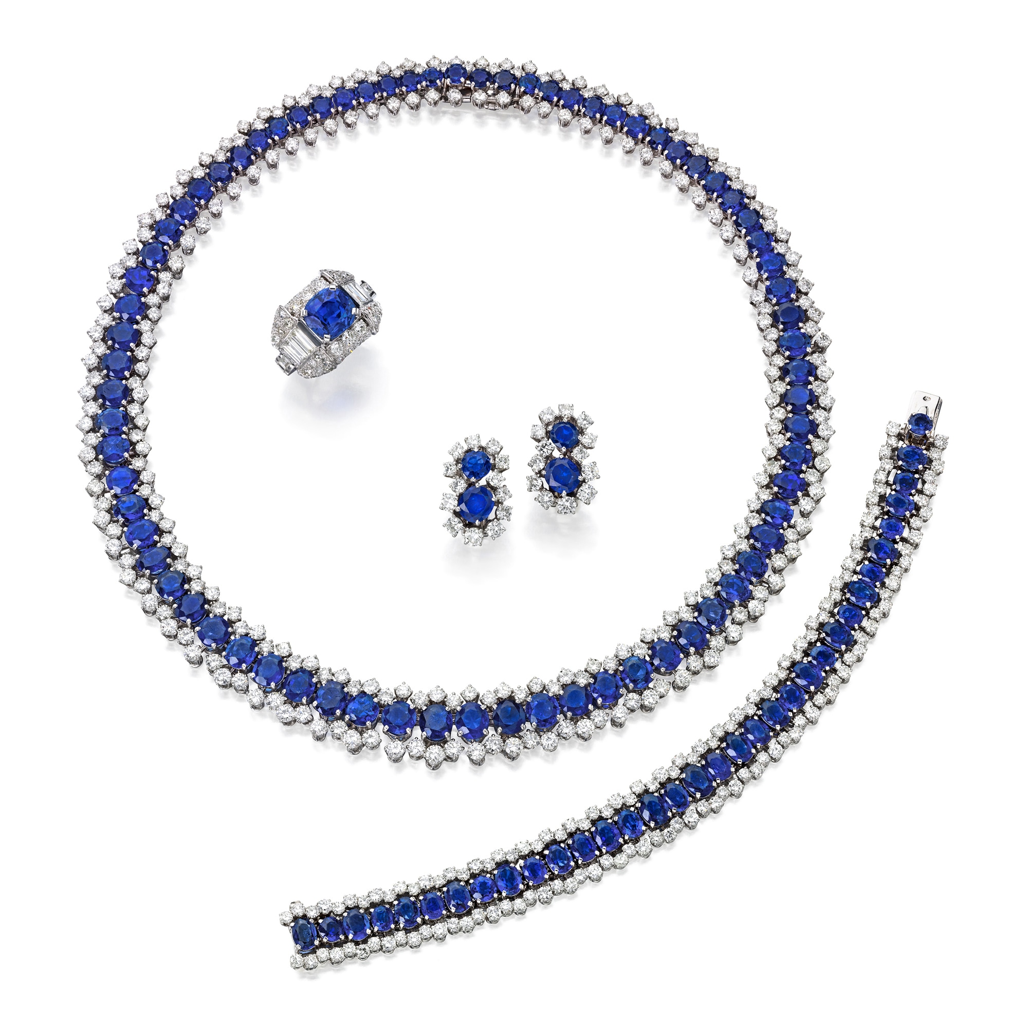 <p><strong>BULGARI </strong><em>A Sapphire, Diamond and Platinum Parure Circa 1960</em></p>