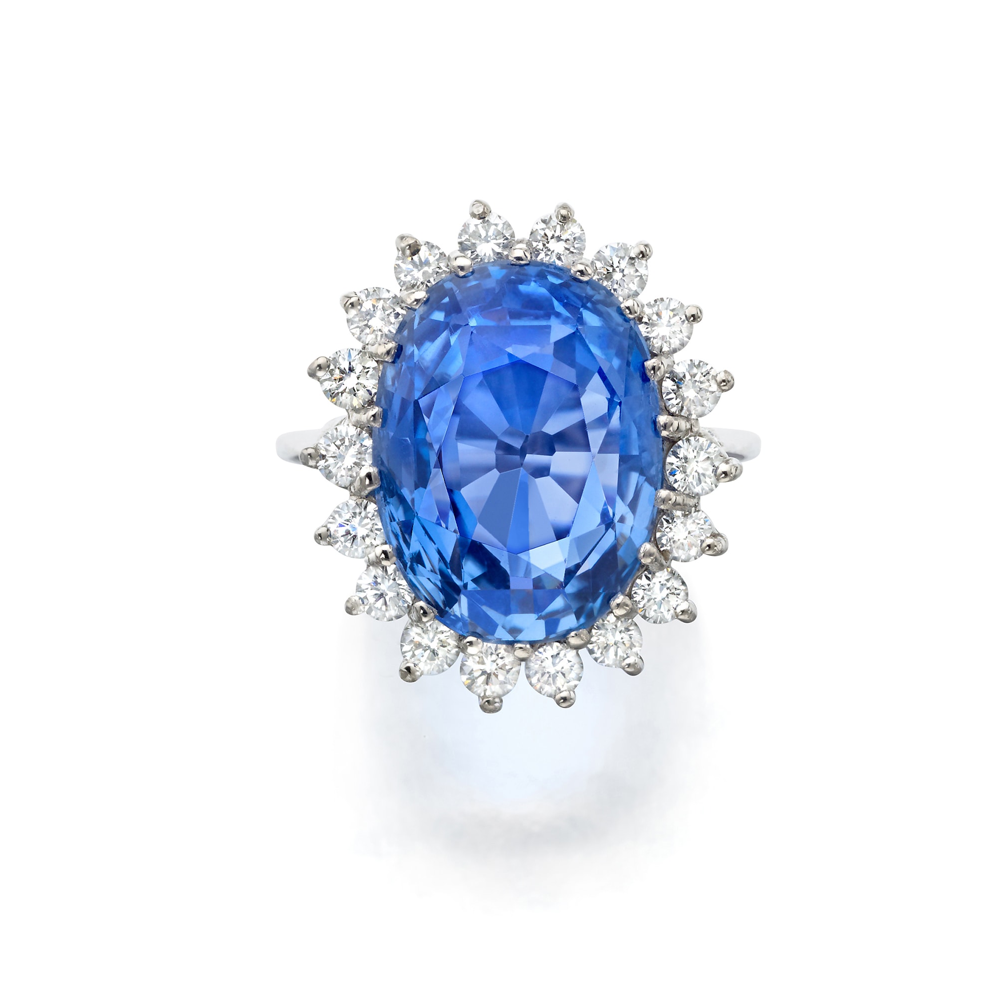 <p>A Sapphire, Diamond, and Platinum Ring</p>
