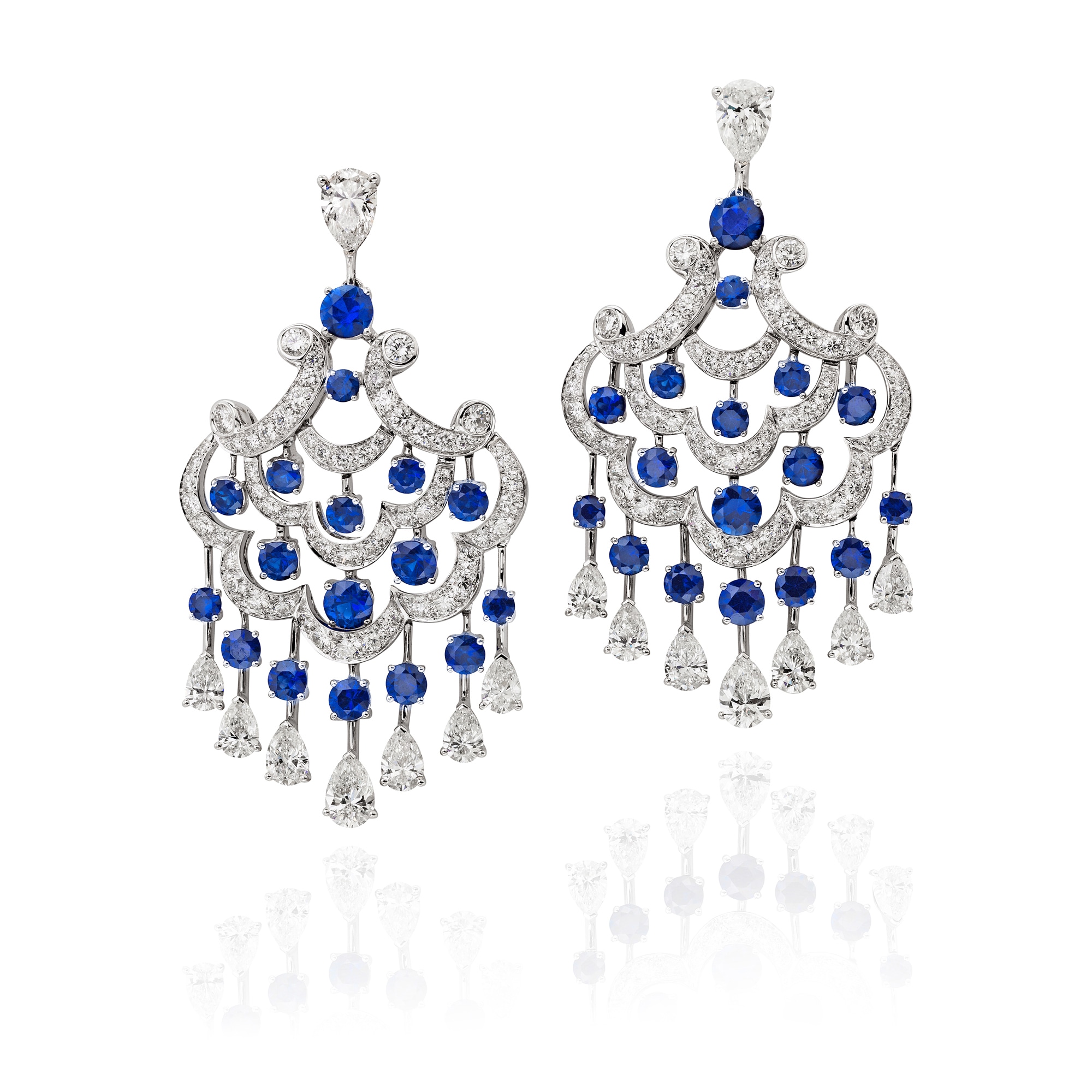 <p><strong>GRAFF</strong> <em>A Pair of Sapphire, Diamond, and White Gold Earrings</em></p>