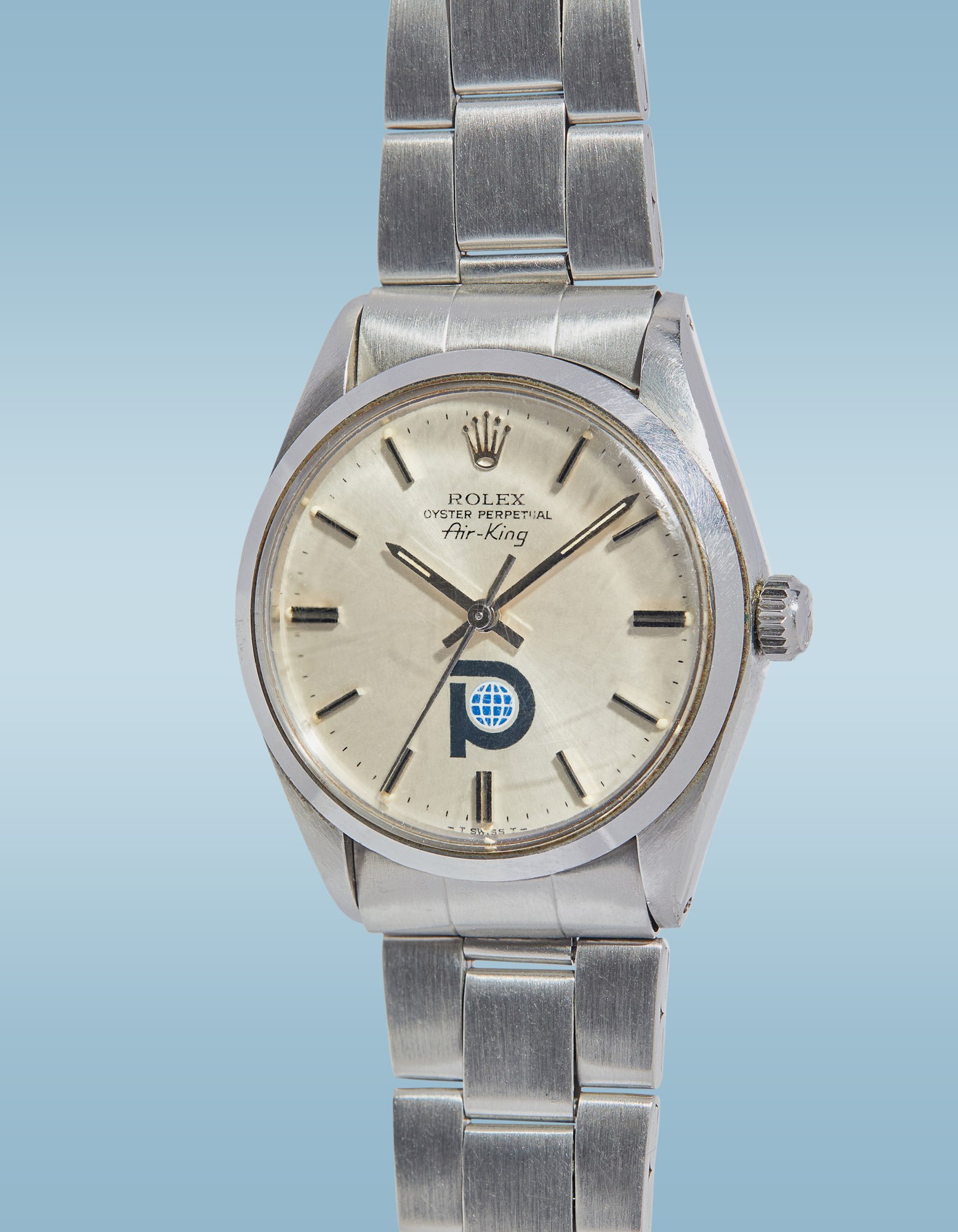 <p><strong>Rolex</strong>. Air-King Ref. 5500 with ‘Pool Intairdril” logo, circa 1979. <strong>No Reserve Lot</strong>. Estimate: $2,000 - $3,000</p>