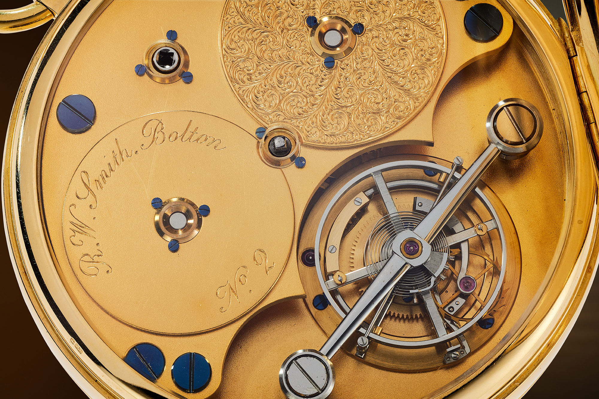 <p><strong>ROGER SMITH.</strong> <em>Pocket Watch No. 2 - A unique, career defining, and historically important yellow gold pocket watch with tourbillon, spring detent escapement, perpetual calendar, moon phase, and leap year indicator, every component hand-made by Roger Smith. </em>Circa 1998</p>