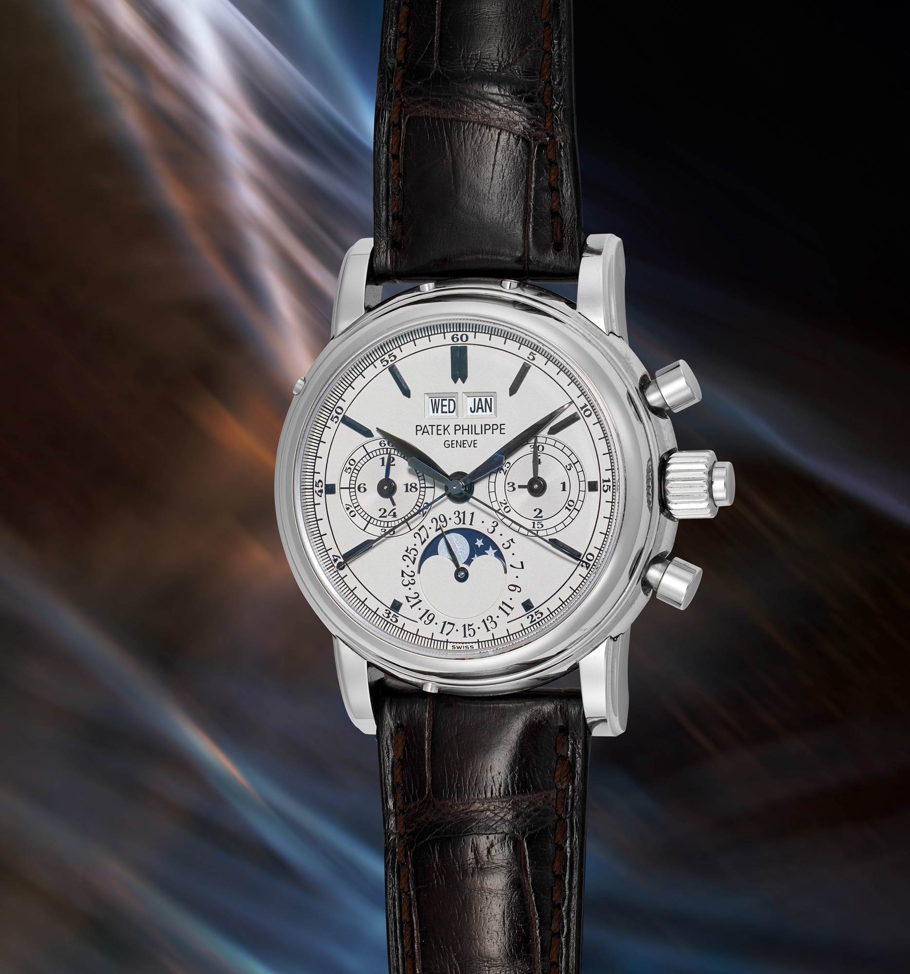 <p><strong>PATEK PHILIPPE</strong> <em>Reference 5004A, stainless steel split-seconds perpetual calendar chronograph, certificate, and additional caseback,</em> circa 2012</p>