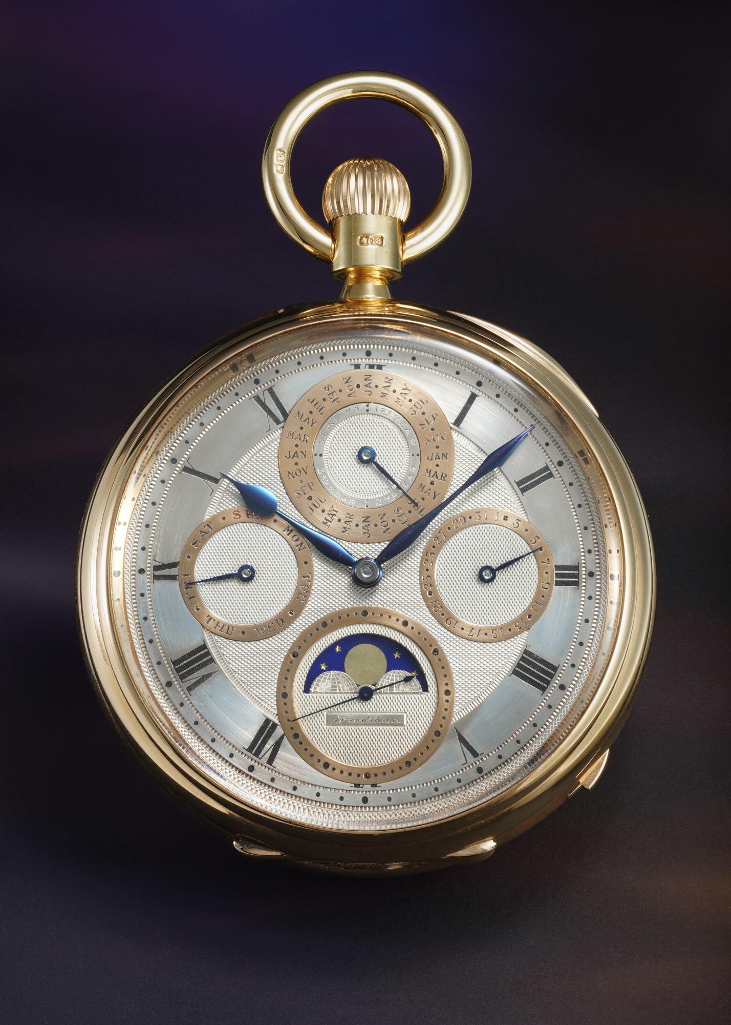 <p><strong>CHARLES FRODSHAM</strong> <em>A historically important, yellow gold perpetual calendar, minute repeating, grande sonnerie clock watch with tourbillon, </em>circa 1917</p>