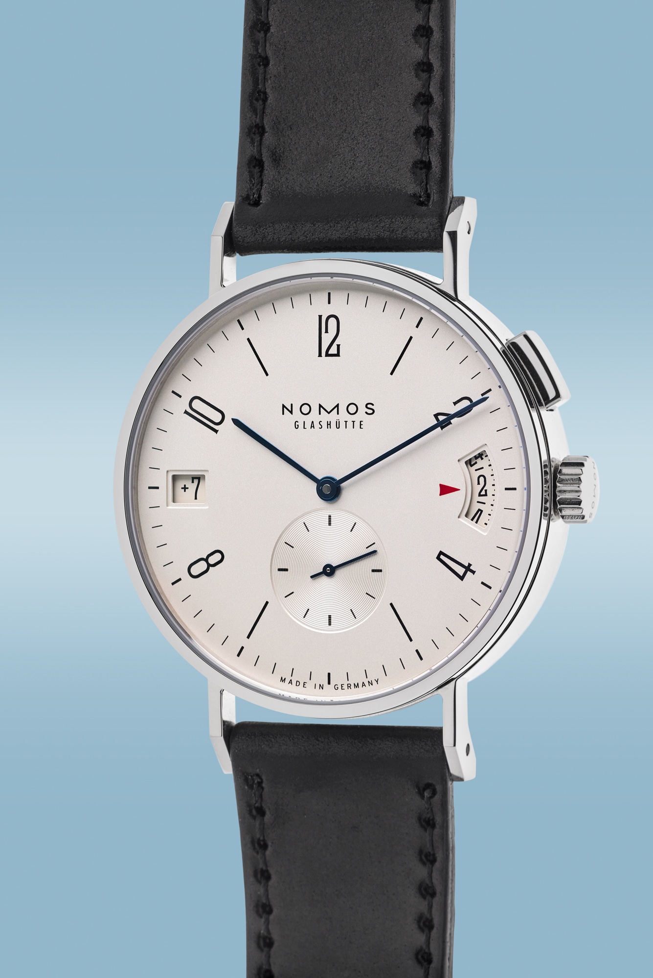 <p><strong>NOMOS GLASHÜTTE</strong>, <em>Tangomat GMT Plus in stainless steel, brand new with guarantee and presentation box</em></p>