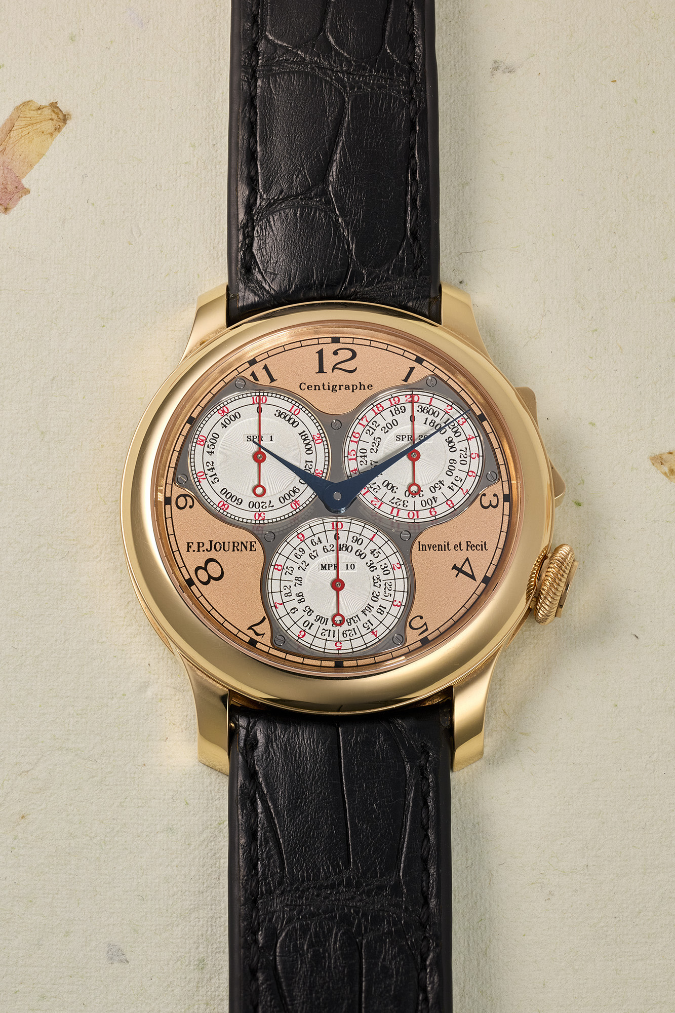 <p><strong>F.P. JOURNE</strong> <em>Centigraphe Souverain, 18K pink gold,</em> $80,000&ndash;160,000</p>
