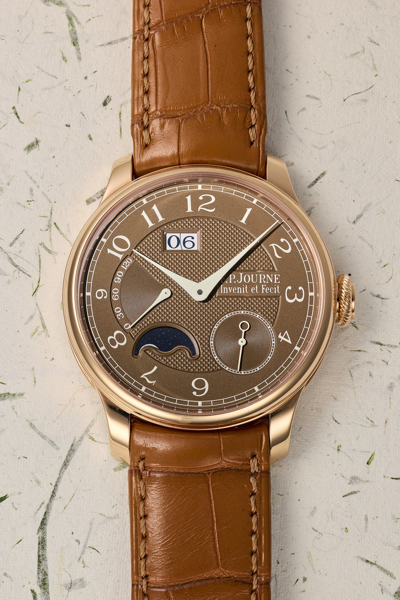 <p><strong>F.P. JOURNE</strong> <em>Automatique Lune "Havana", 18K pink gold, </em>$70,000&ndash;140,000</p>
