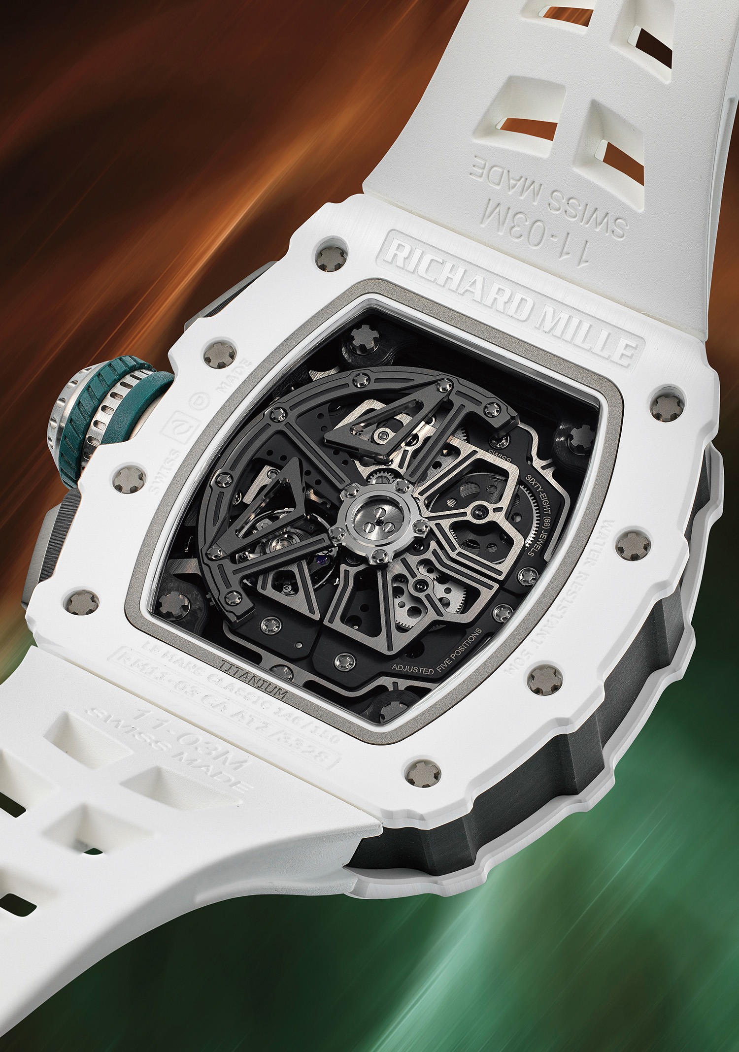 Richard Mille RM11用ベルトラバー　ホワイト Richard Mille RM 011-FM Felipe Massa Chronograph 50MM