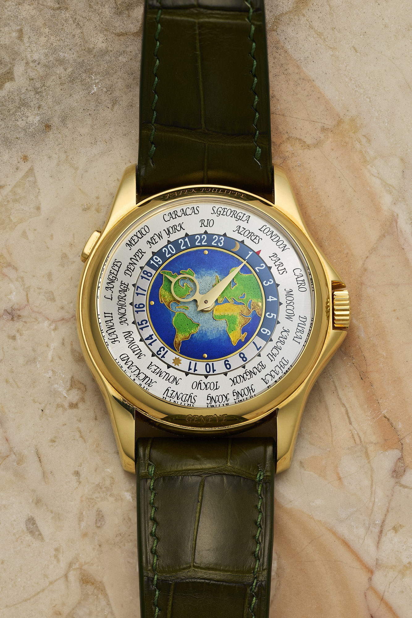 <p><strong>PATEK PHILIPPE</strong> <em>Reference 5131J World Time</em></p>
