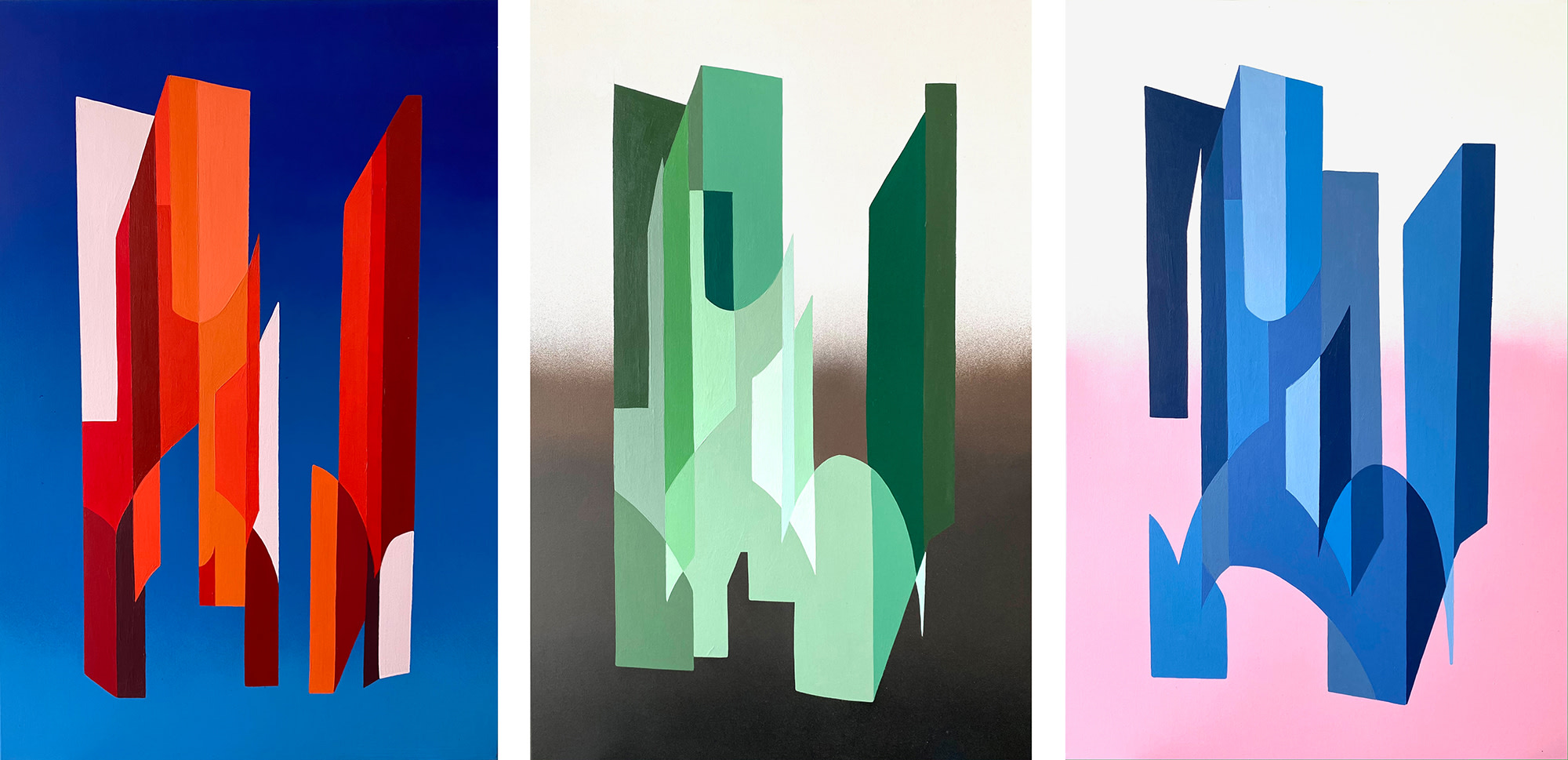 <p><strong>DELPHINE RAMA</strong> <em>Escape Pods I, II, III (Triptych)</em>, 2021</p>