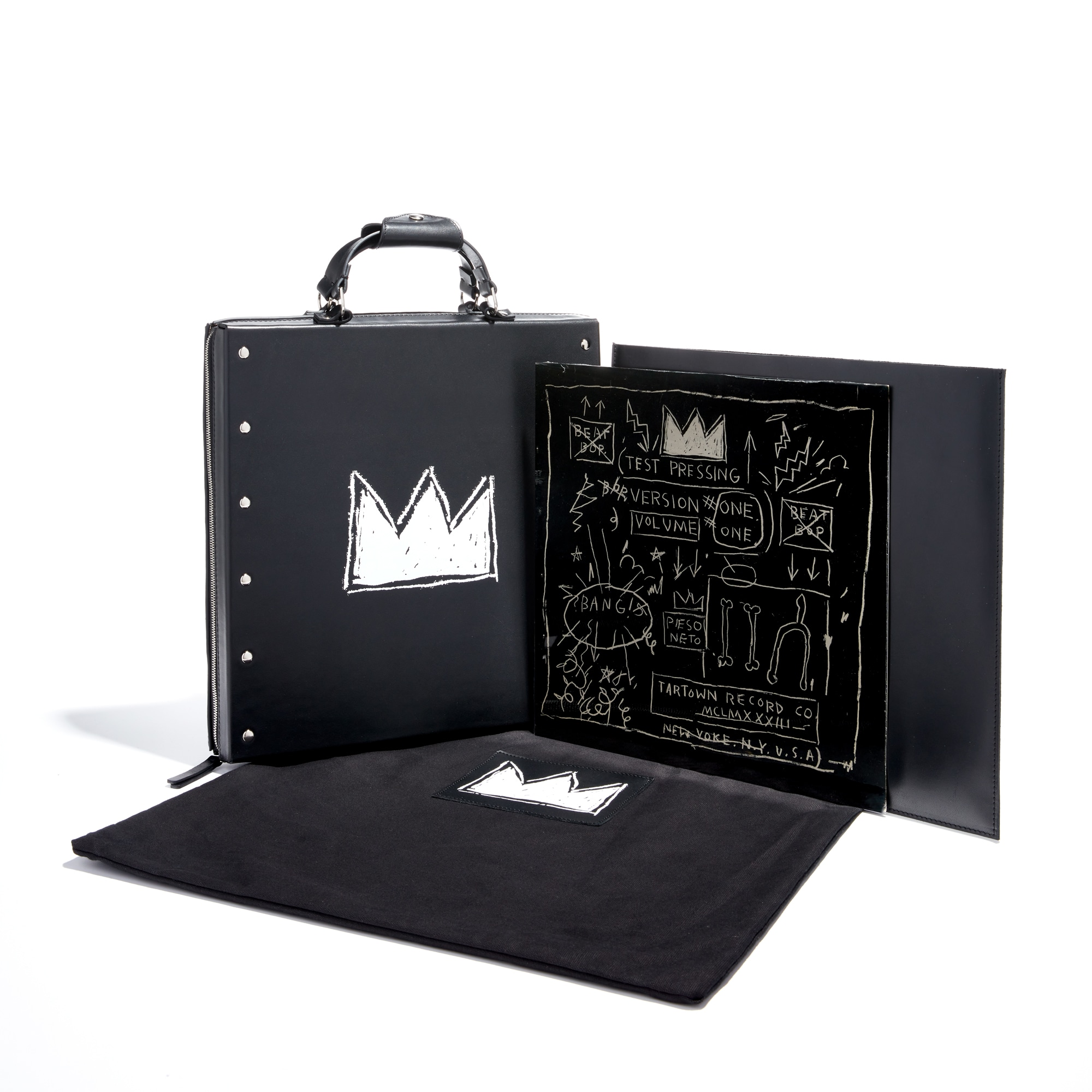 <p><strong>JEAN-MICHEL BASQUIAT [PRODUCER AND COVER ART]; RAMMELLZEE, K-ROB [LYRICS]</strong>&nbsp;<em>Beat Bop TT001,</em> 1983&nbsp;</p>
