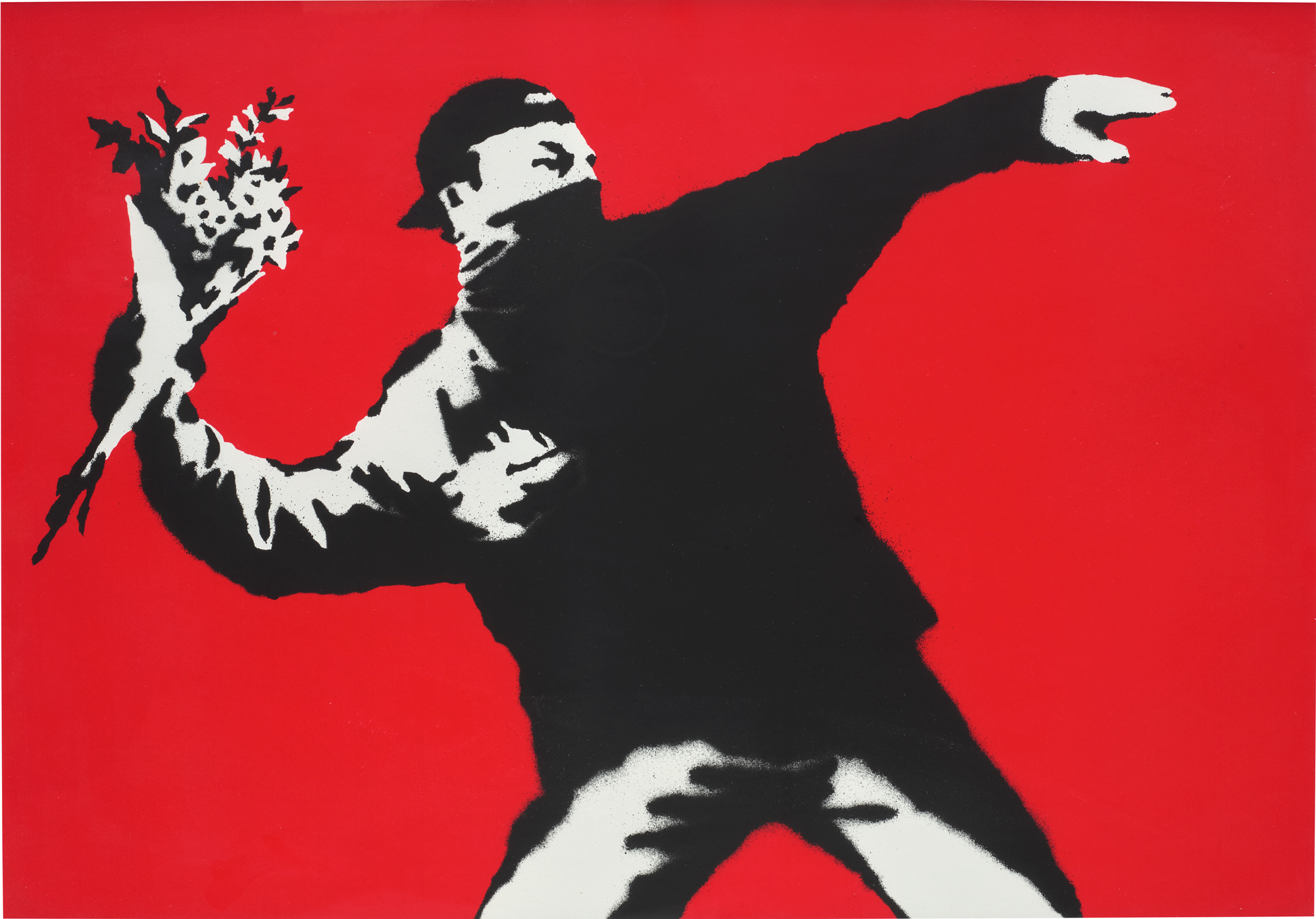 <p><strong>BANKSY </strong><em>Love is in the Air</em>, 2003</p>