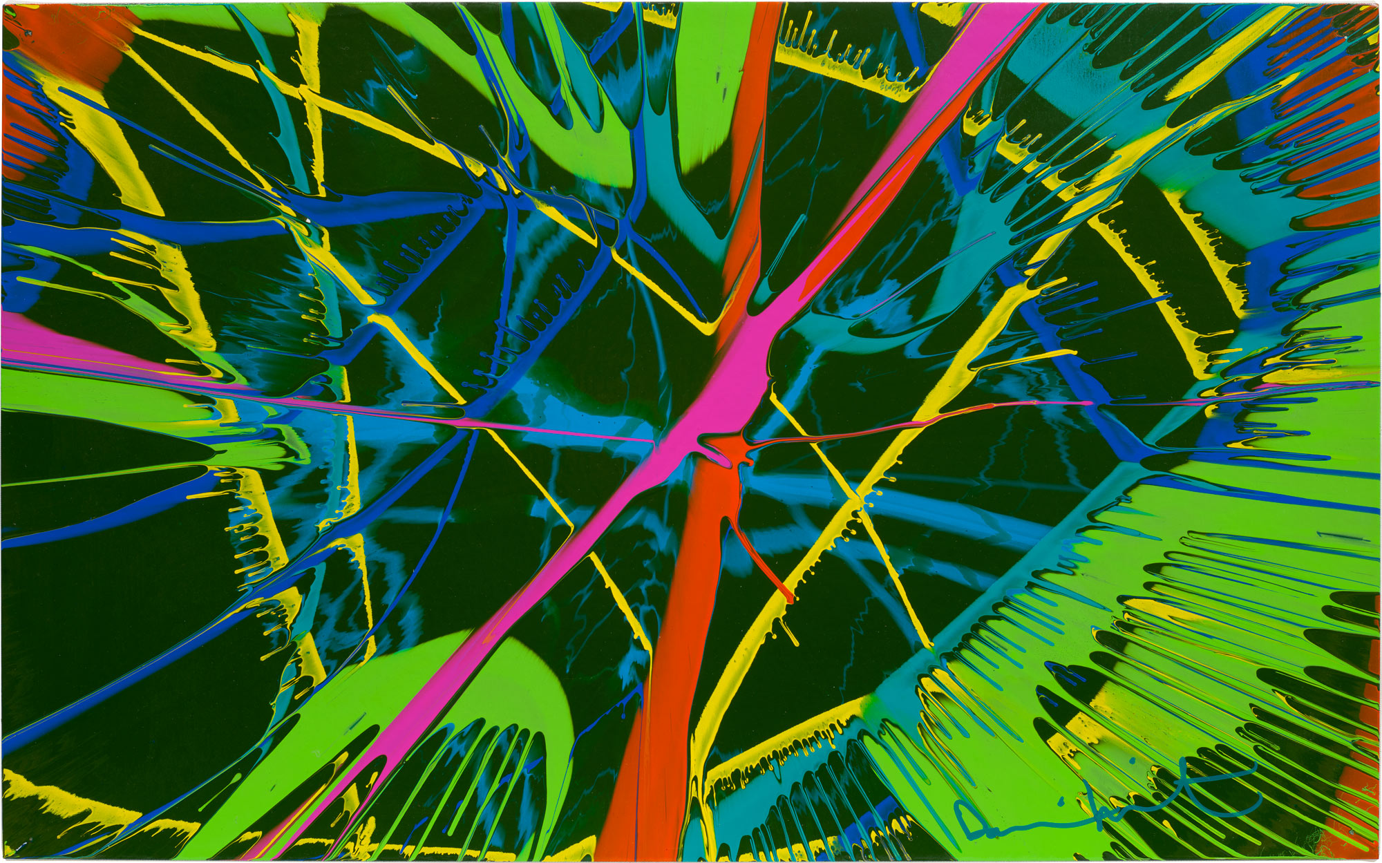 <p><strong>DAMIEN HIRST</strong> <em>Beautiful Life Line, Rip Chord, Sealed for Freshness in a Tunnel of Love Painting</em>, 2008</p>
