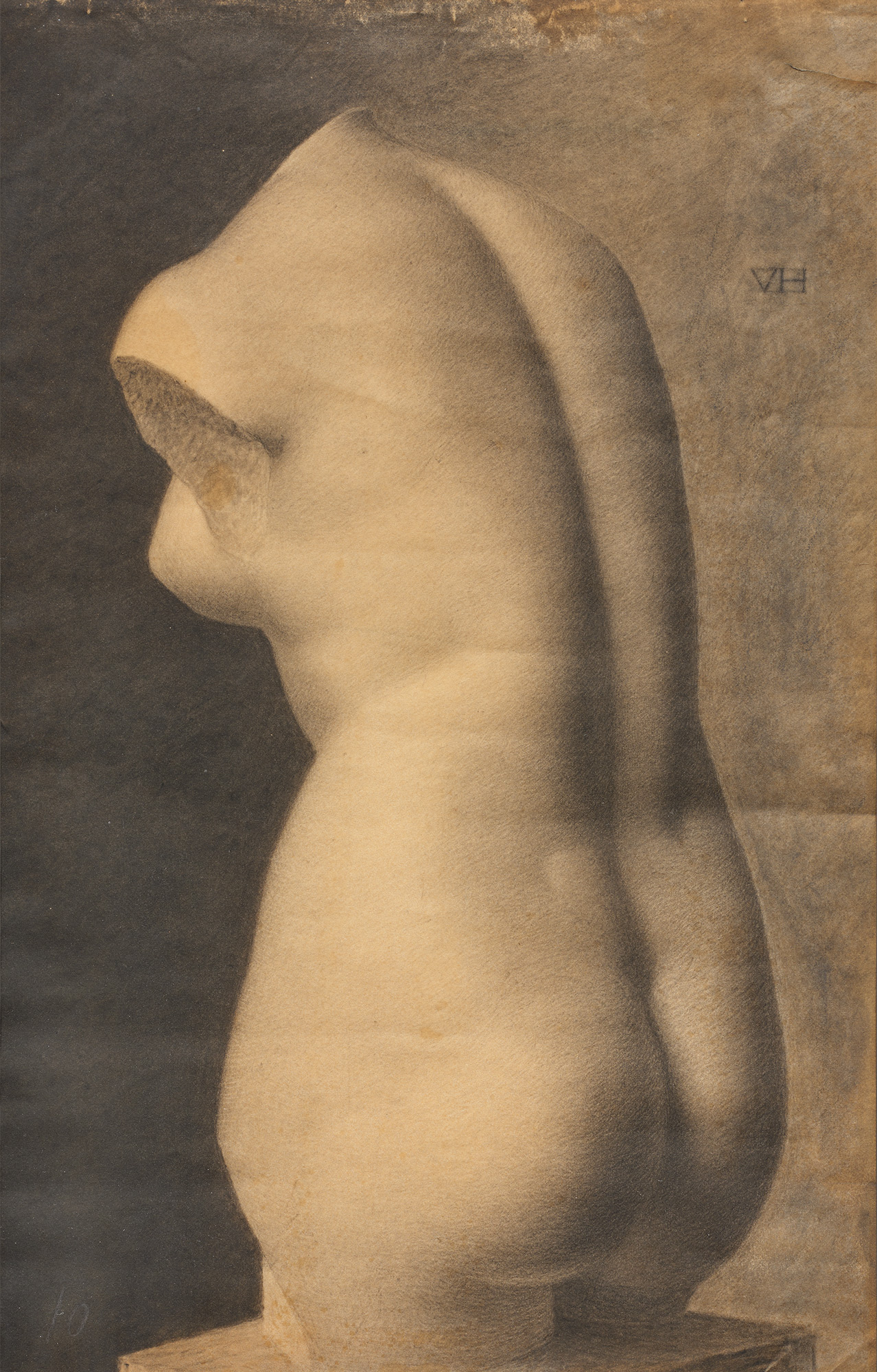 <p><strong>VILHELM HAMMERSH&Oslash;I</strong>&nbsp;<em>Study drawing after plaster cast of ancient Greek Aphrodite, torso from c. 500 B.C. (Studietegning efter gipsafst&oslash;bning efter antik gr&aelig;sk Afrodite, torso fra ca. 500 F.Kr.)</em>, circa 1880</p>
