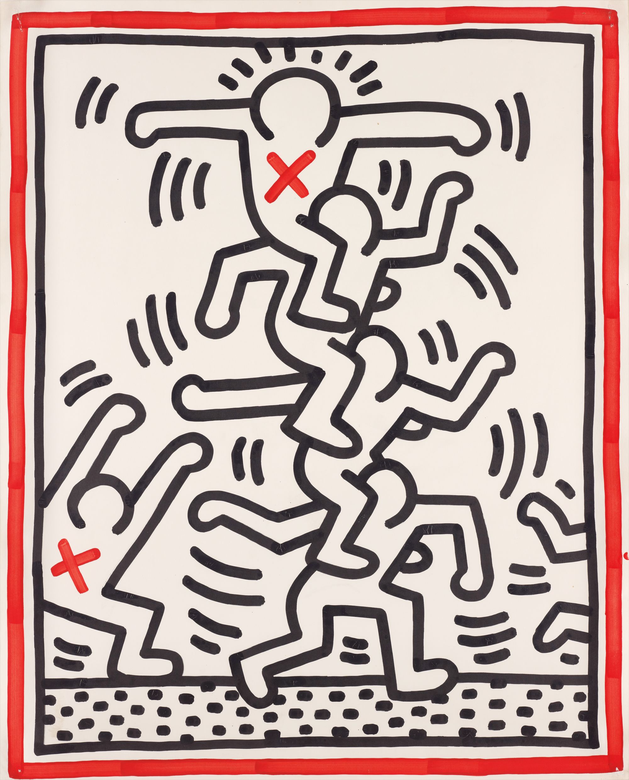 Keith Haring、No.165、希少画集画、新品額装付、状態良好 Keith Haring Contemporary Art Evening Sale