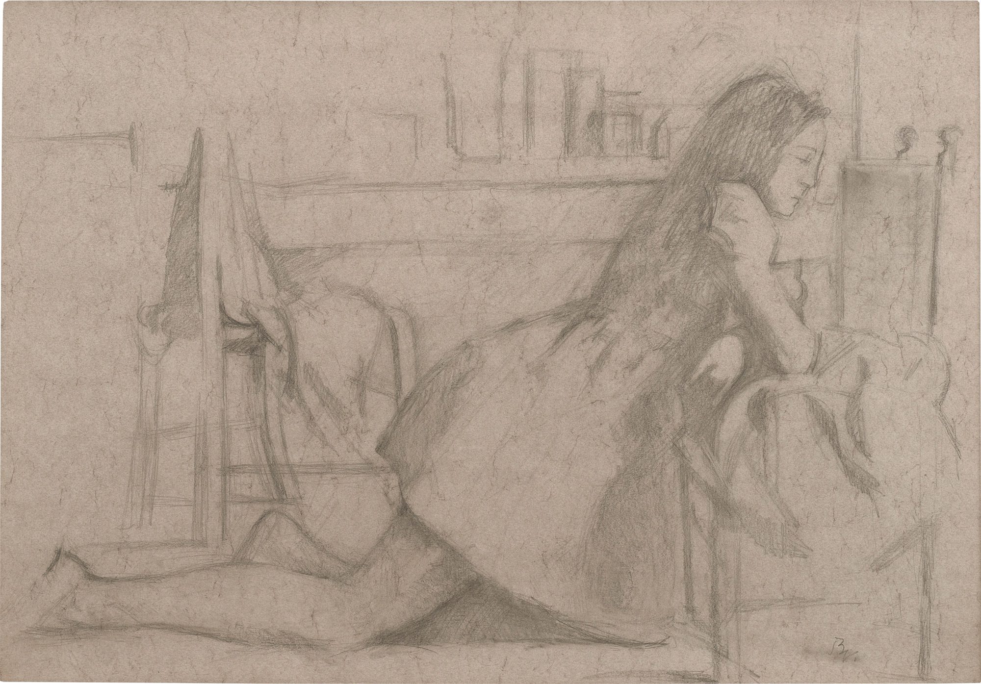 <p><strong>BALTHUS</strong> <em>Étude pour ‘Le Peintre et son modèle’,</em> 1977</p>